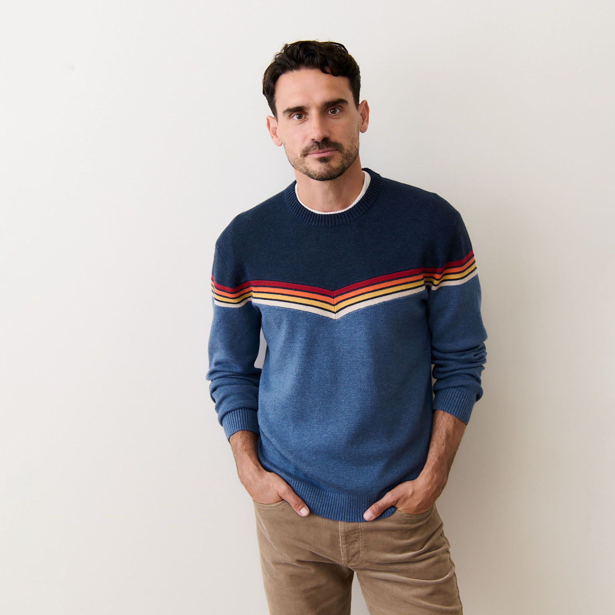 Marine Layer Men's Chevron Varsity Crew Sweater