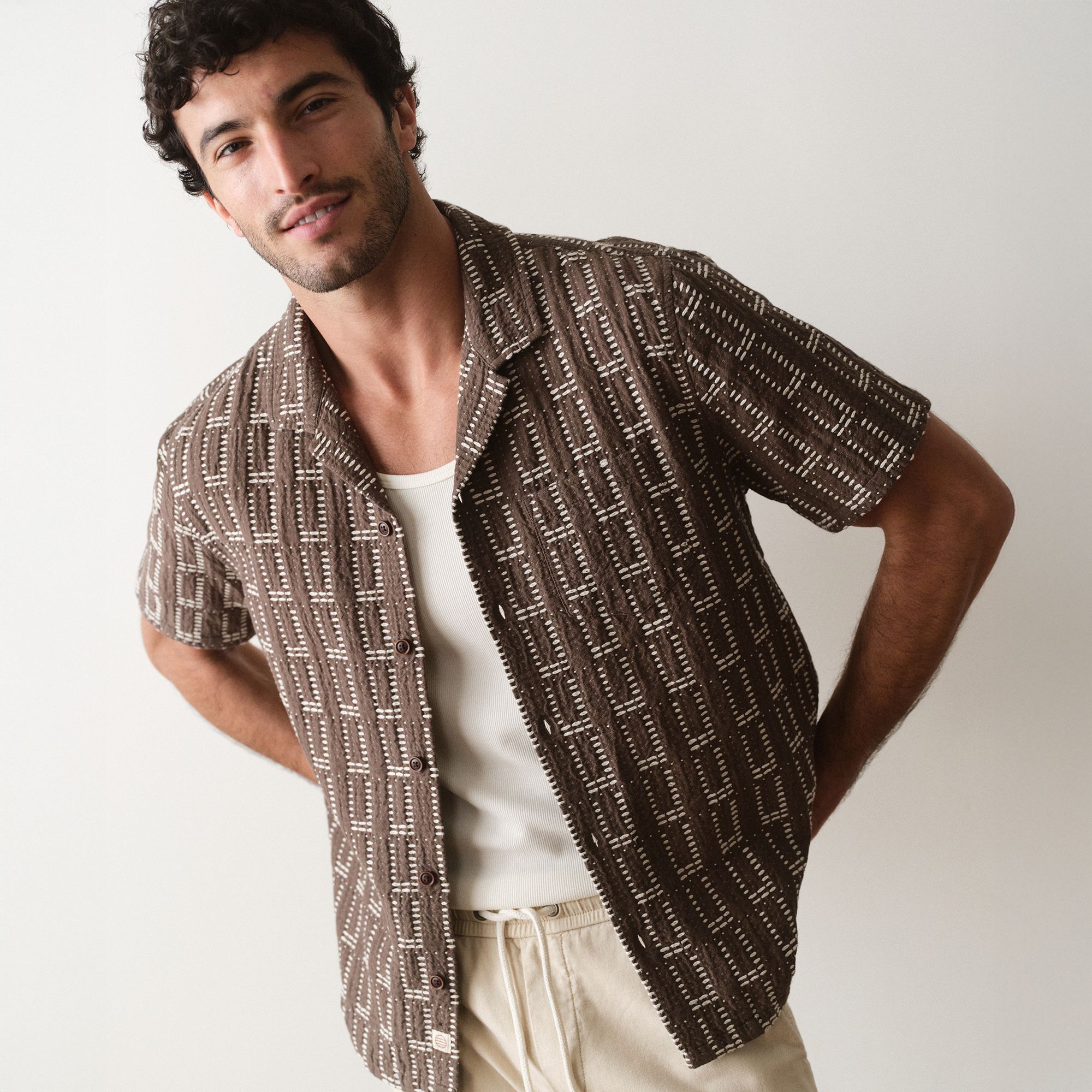 Marine Layer Men's Dobby Resort Short Sleeve Shirt