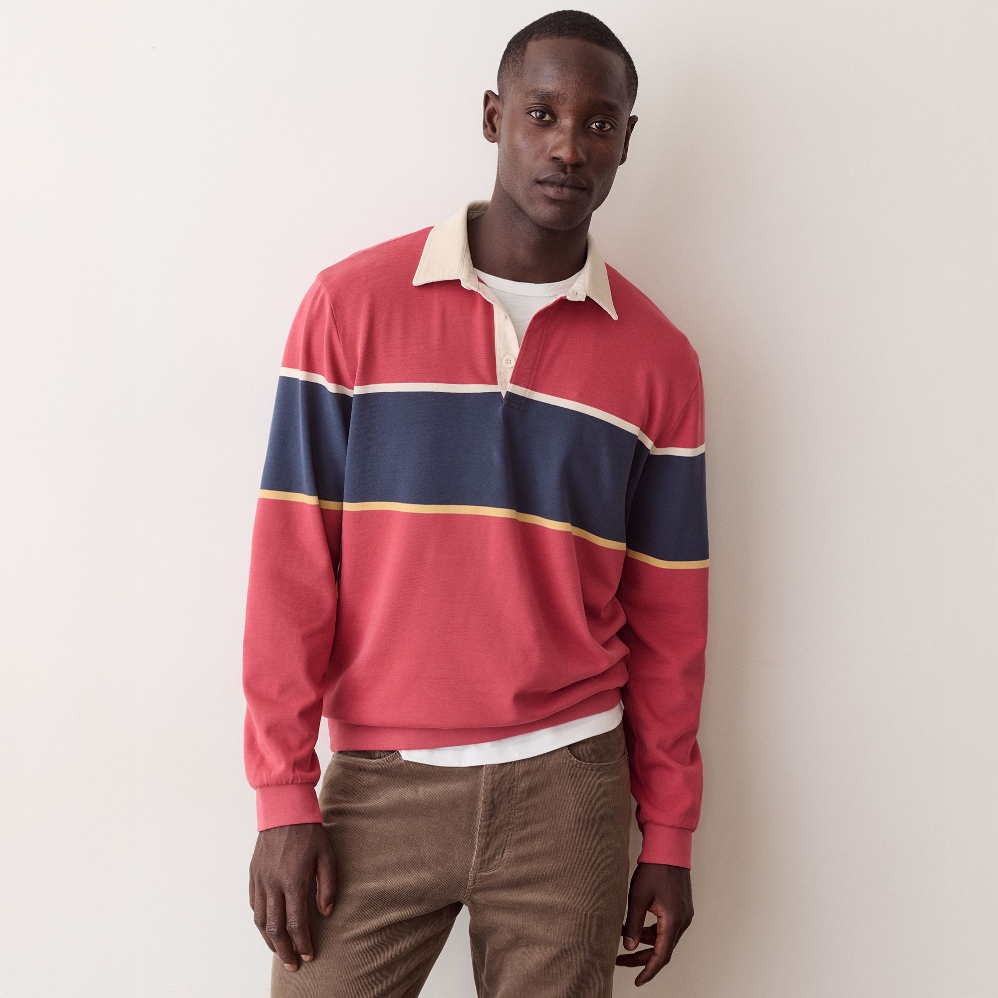 Marine Layer Men's Sueded Long Sleeve Rugby Polo