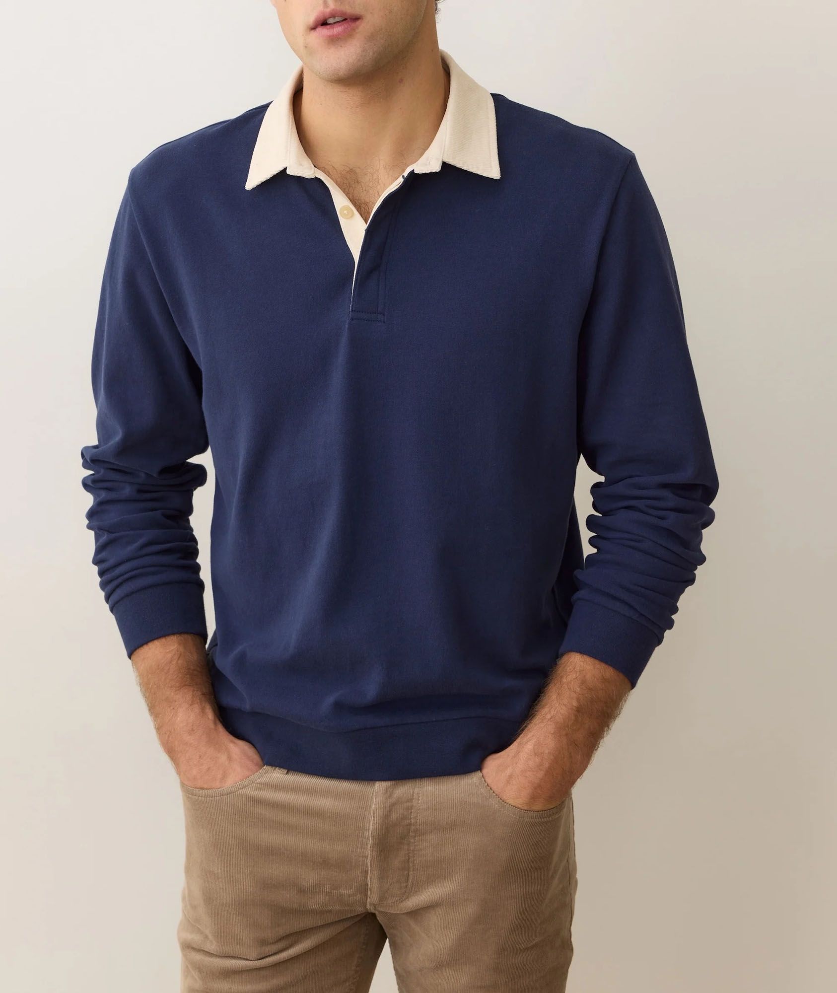 Marine Layer Men's Sueded Long Sleeve Rugby Polo