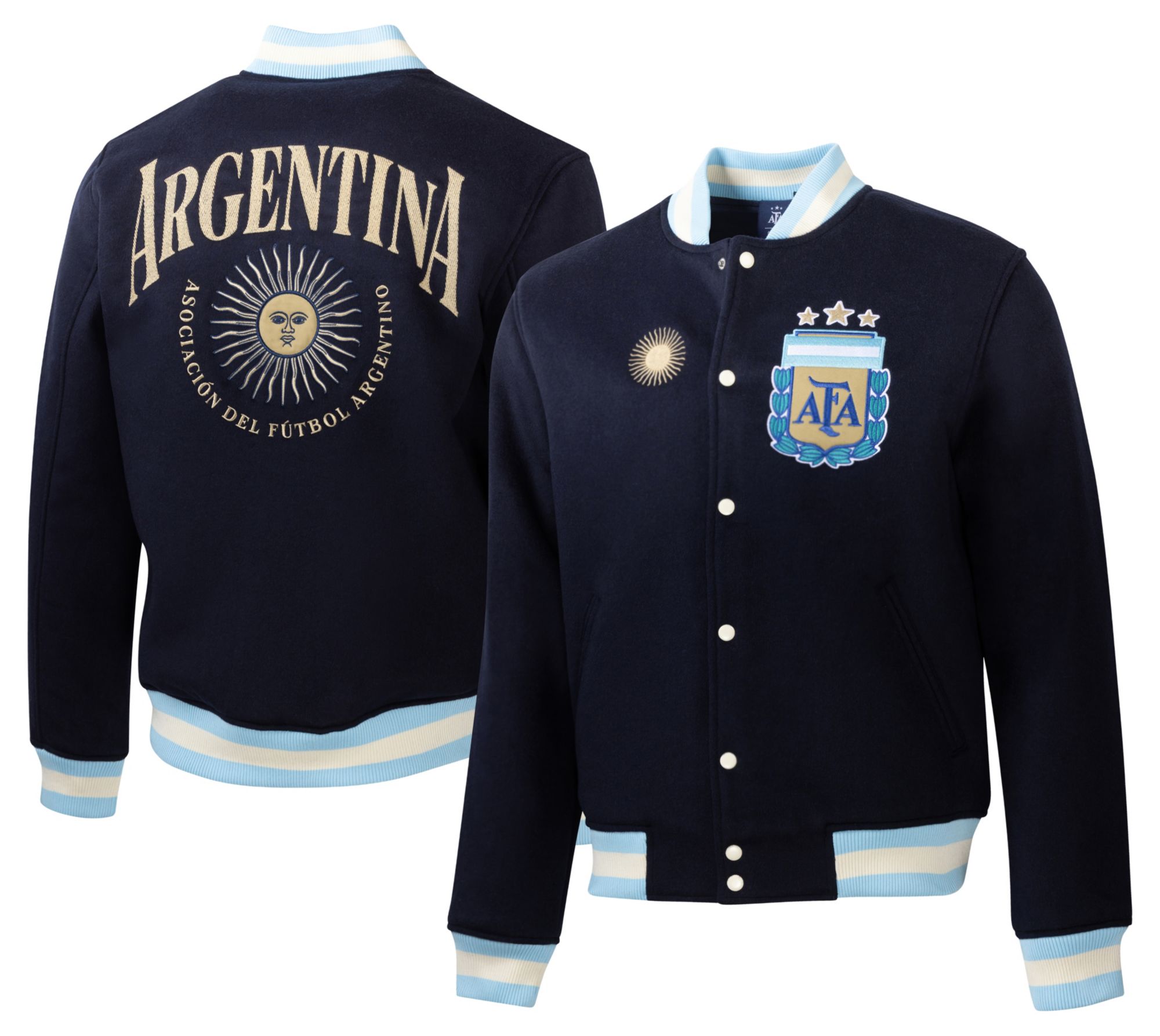 Sport Design Sweden Adult Argentina Navy World Cup 2026 Vintage Crest Varsity Jacket