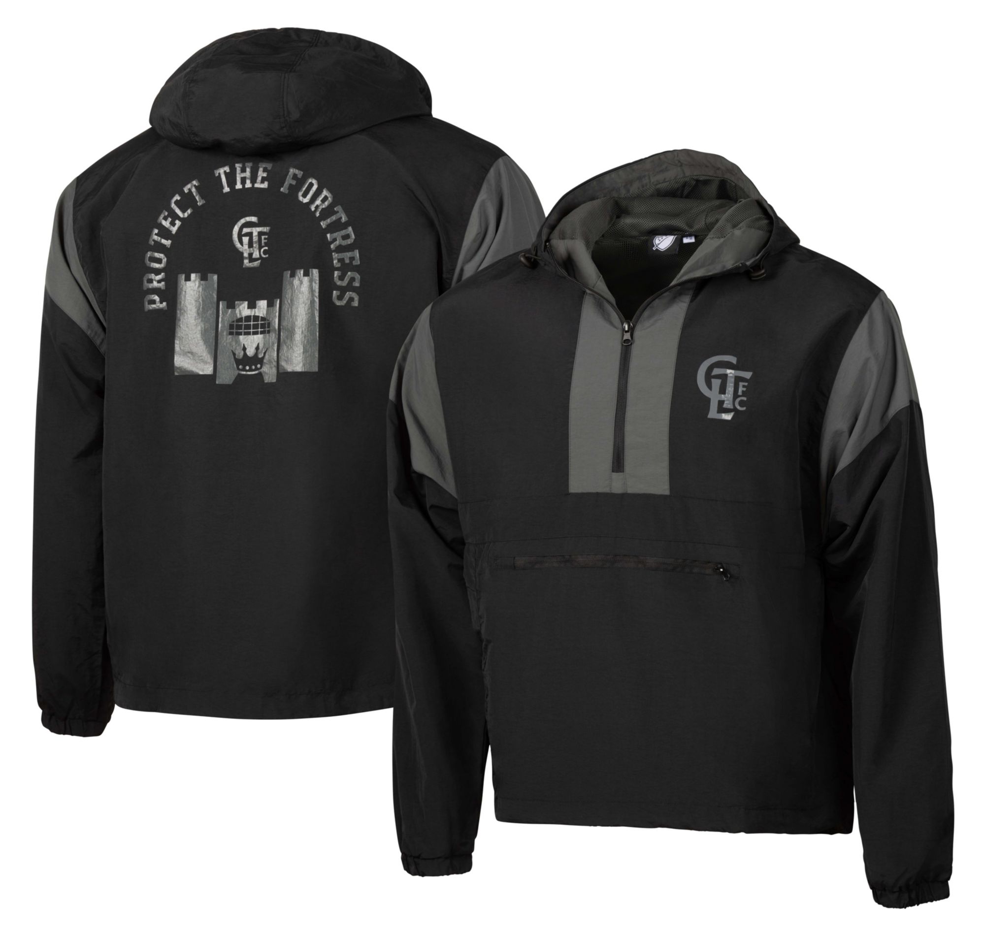 Sport Design Sweden Men's Charlotte FC Black Anorak Quarter-Zip Pullover Jacket