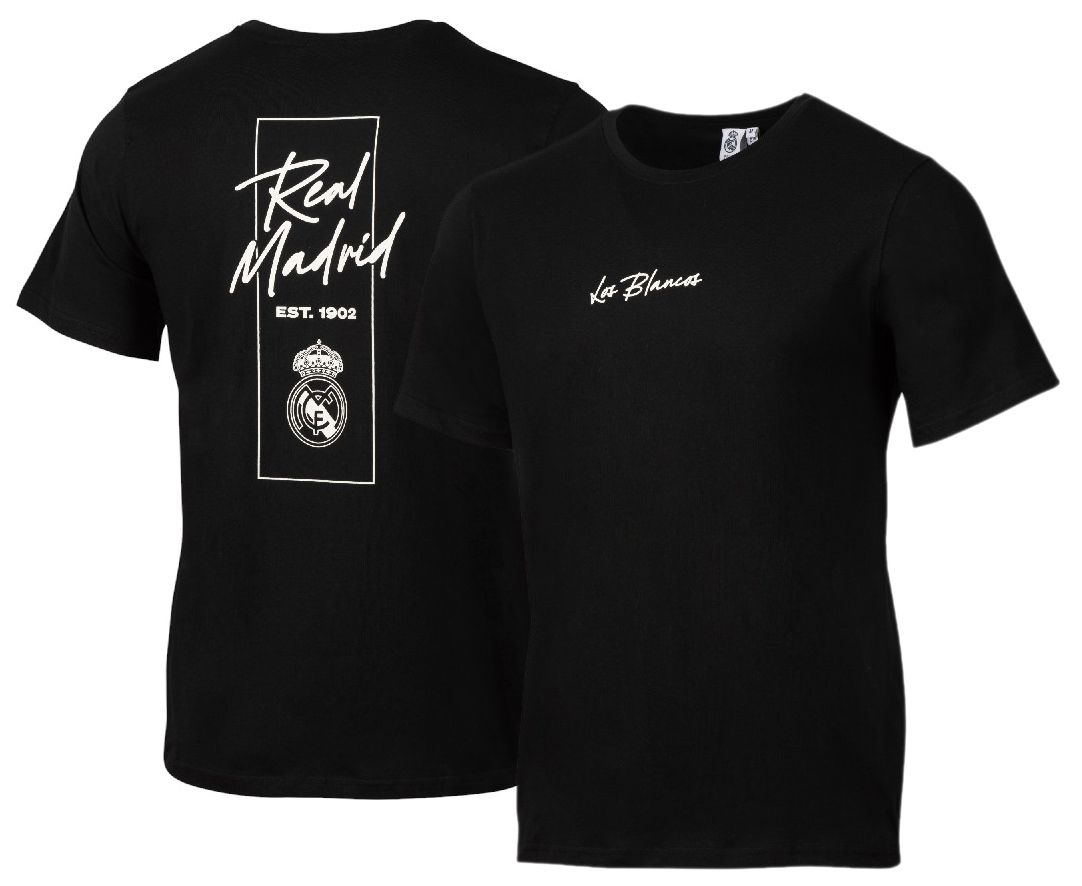 Sport Design Sweden Men's Real Madrid Los Blancos Black Script T-Shirt