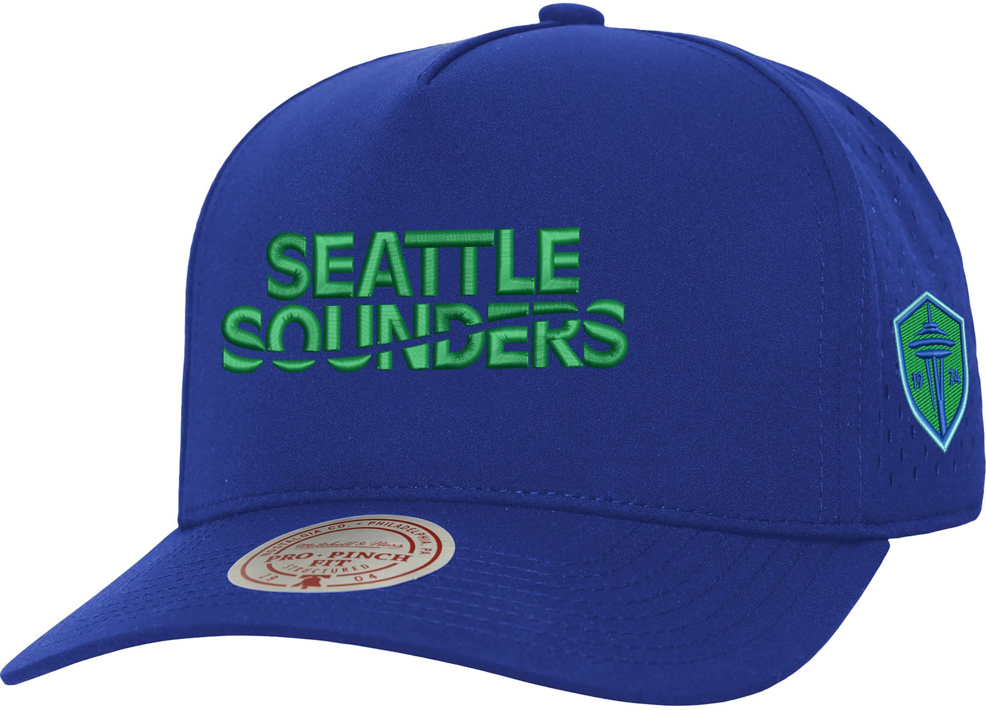 Mitchell & Ness Adult Seattle Sounders Blue Home Pro Pinch Snapback