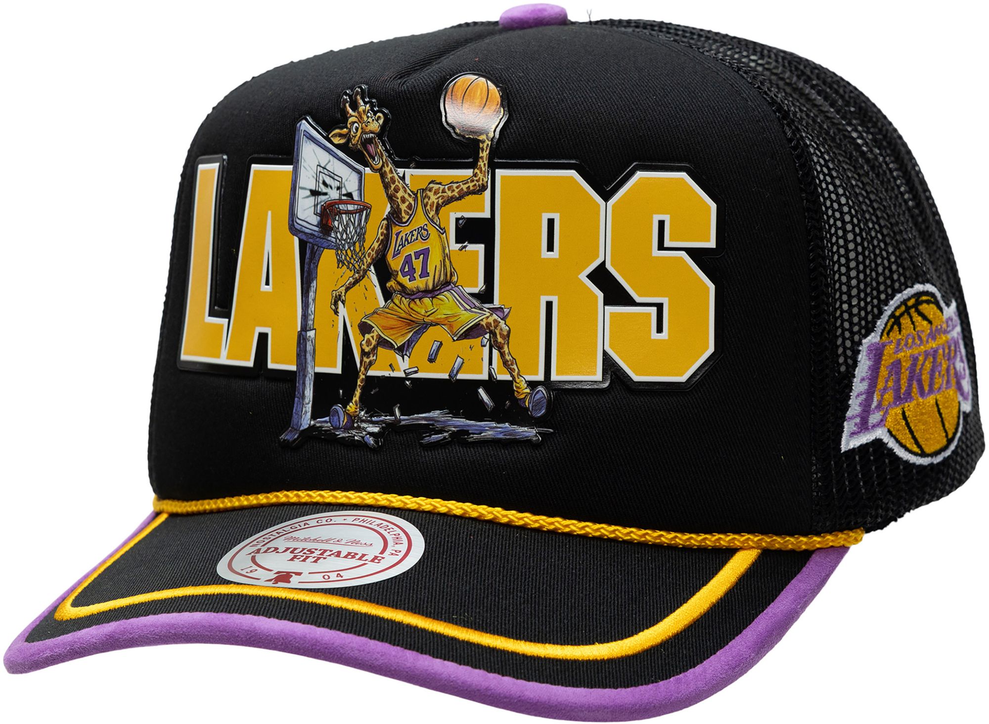 Mitchell & Ness Adult Los Angeles Lakers Black LRG Trucker Hat