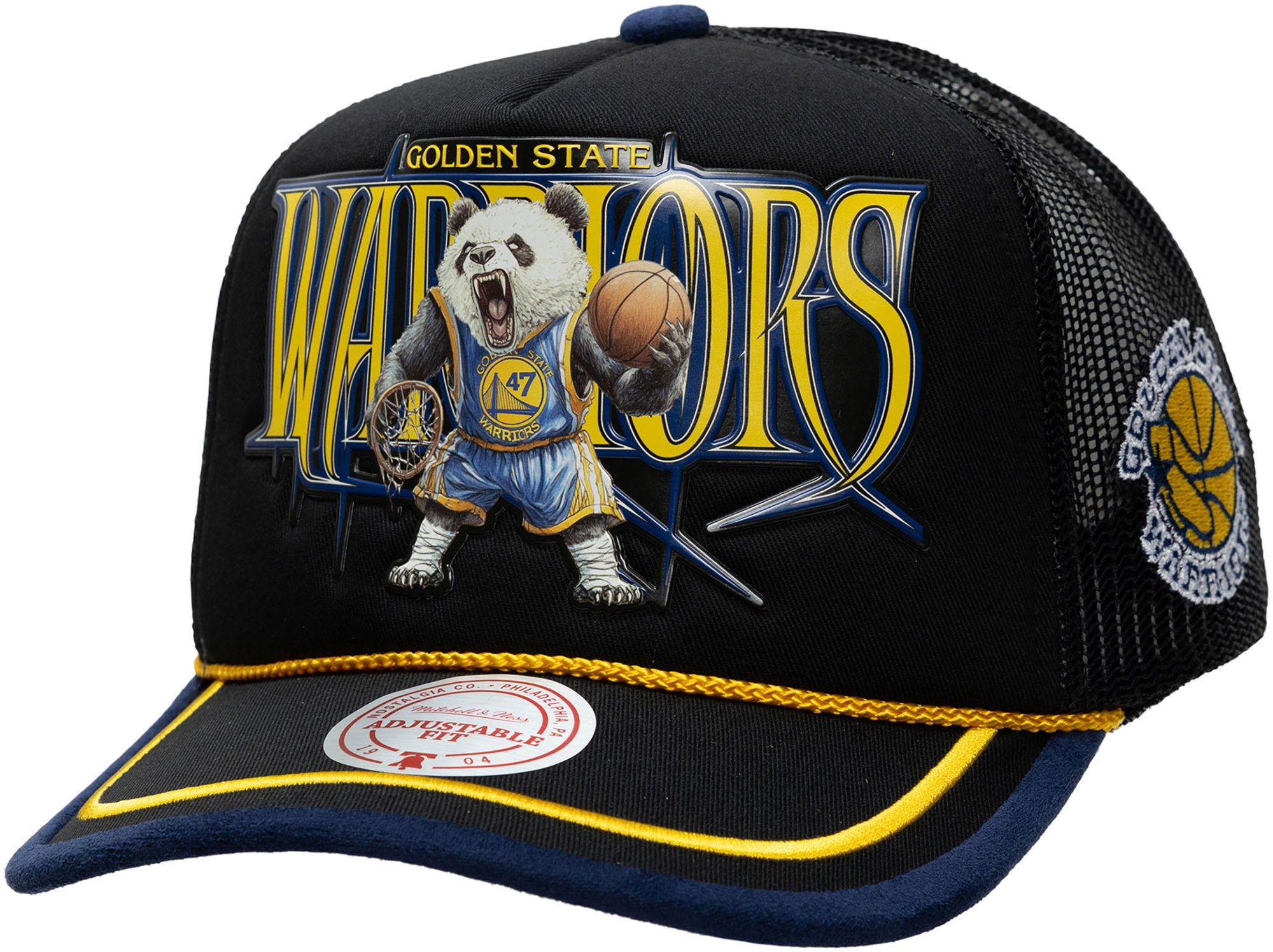Mitchell & Ness Adult Golden State Warriors Black LRG Trucker Hat