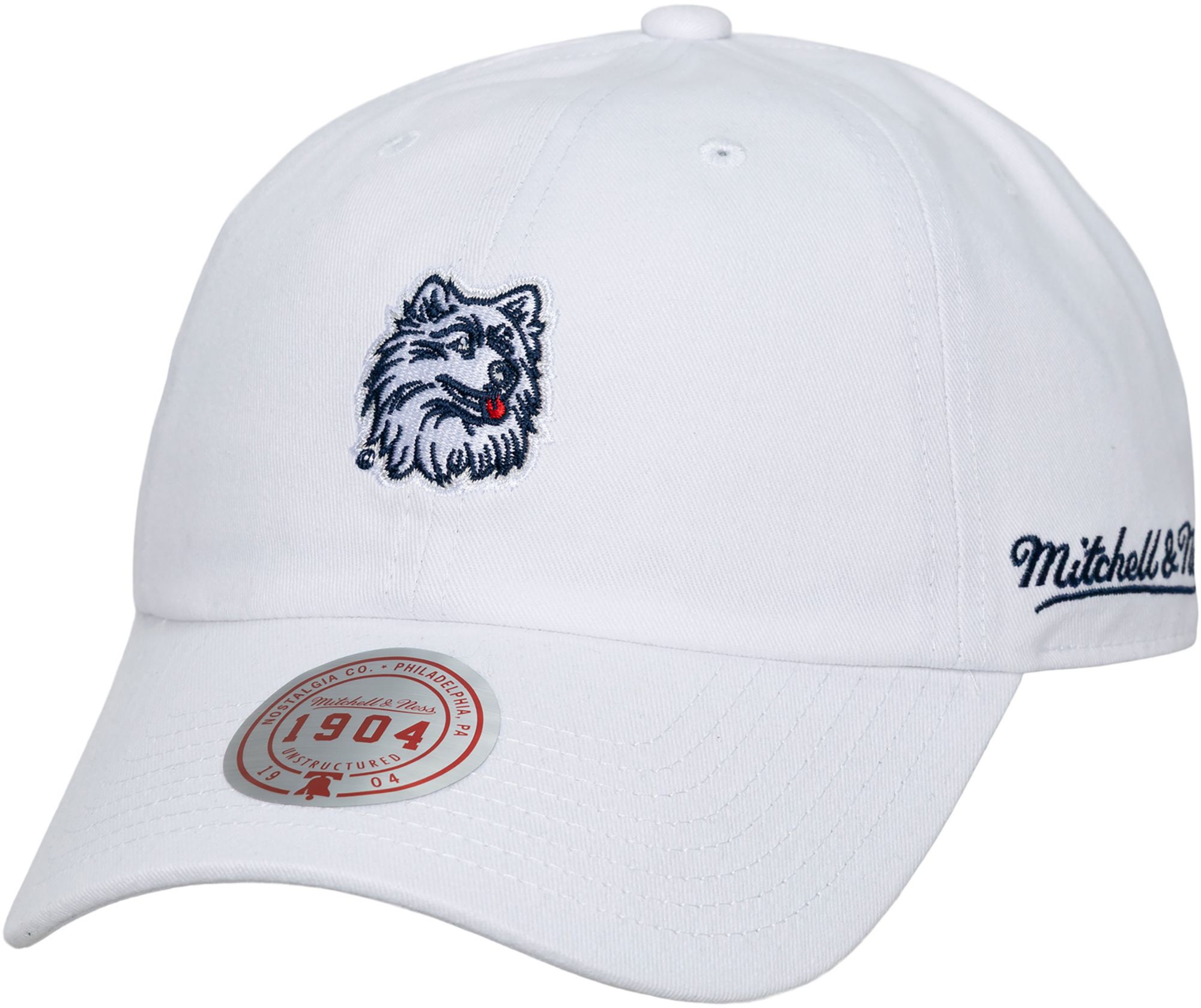 Mitchell & Ness Adult UConn Huskies White Burst Adjustable Strapback Hat