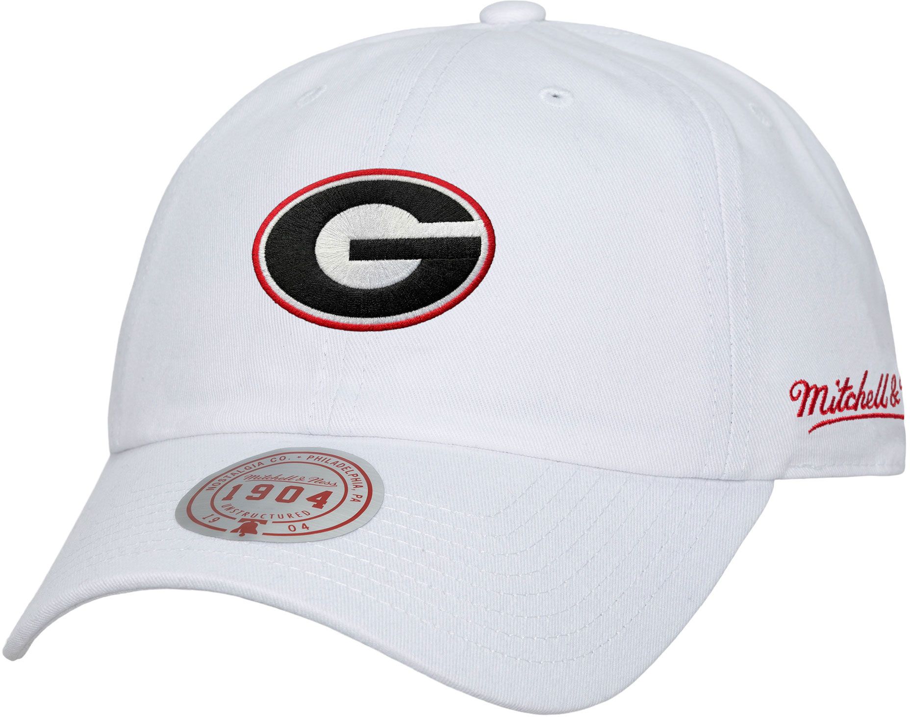 Mitchell & Ness Adult Georgia Bulldogs White Backburst Adjustable Hat
