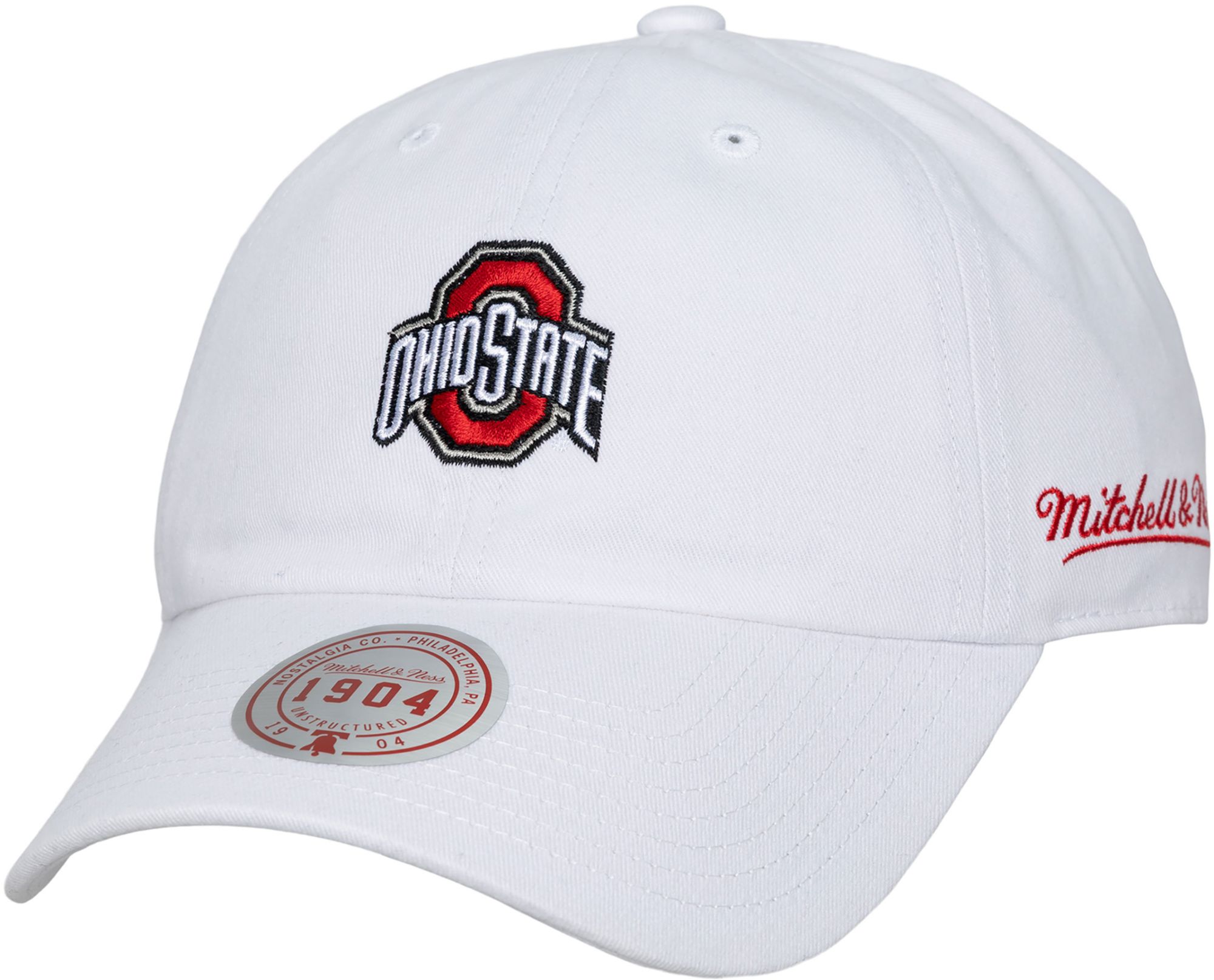 Mitchell & Ness Adult Ohio State Buckeyes White Burst Adjustable Strapback Hat