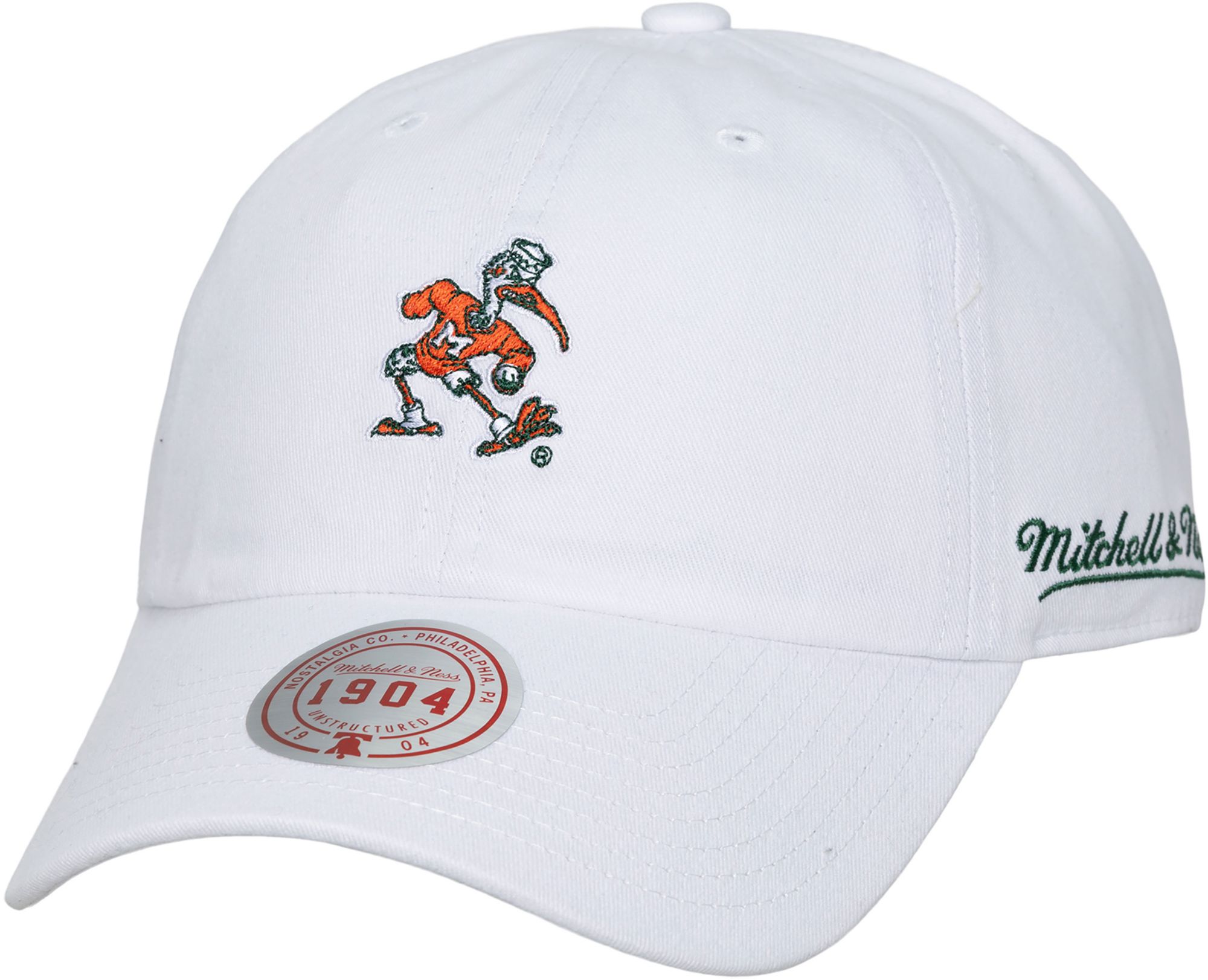 Mitchell & Ness Adult Miami Hurricanes White Burst Adjustable Strapback Hat