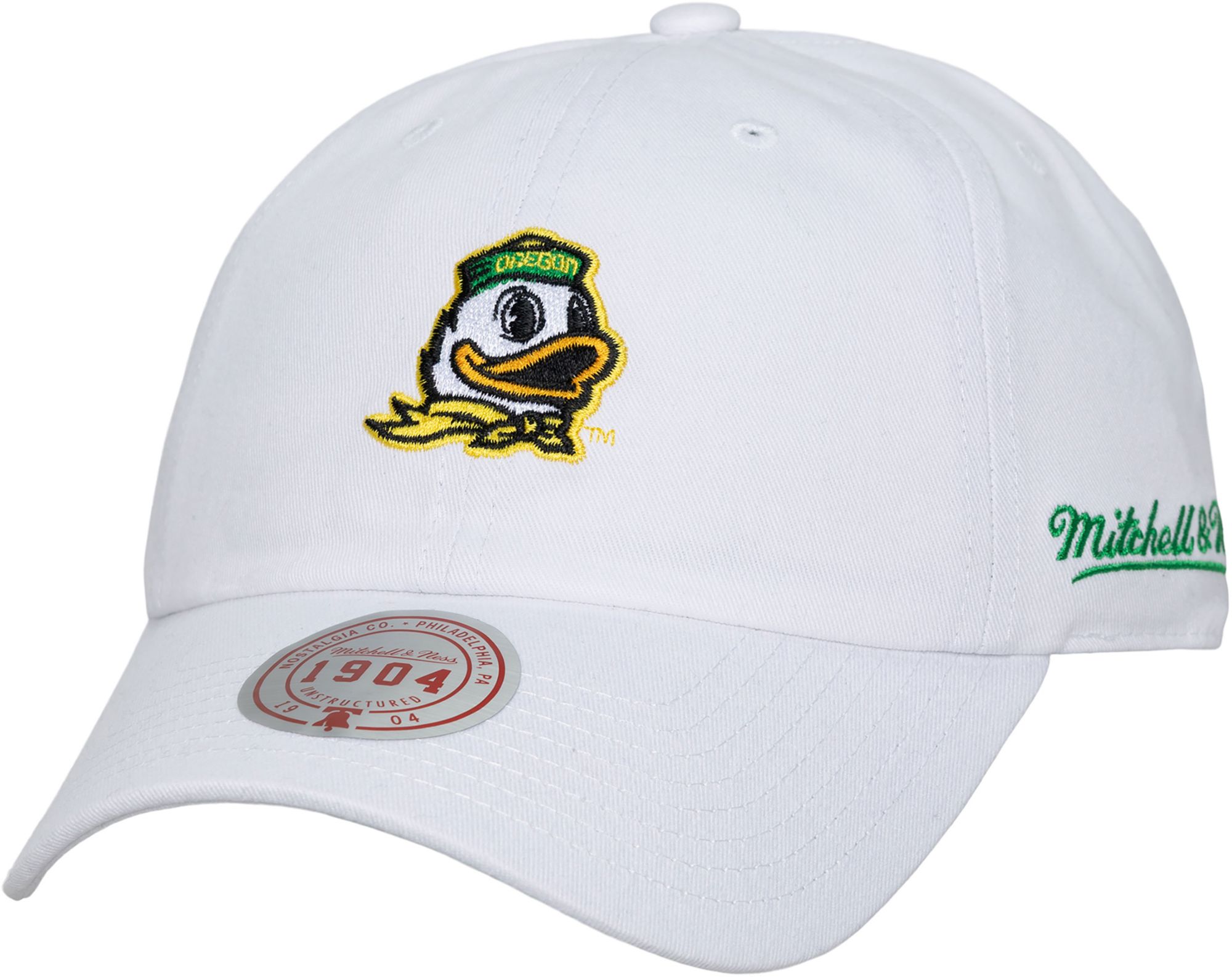Mitchell & Ness Adult Oregon Ducks White Burst Adjustable Strapback Hat