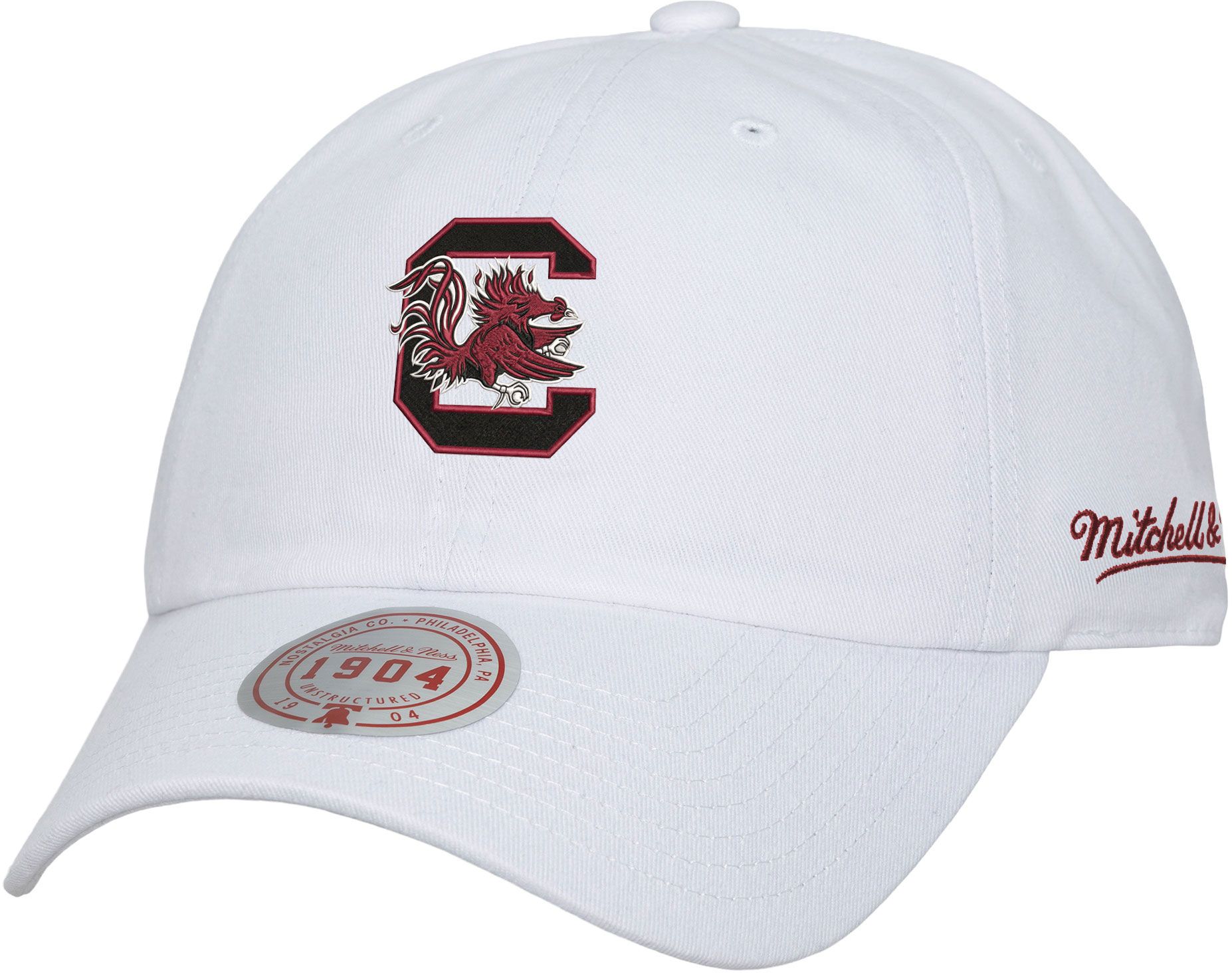 Mitchell & Ness Adult South Carolina Gamecocks White Backburst Adjustable Hat