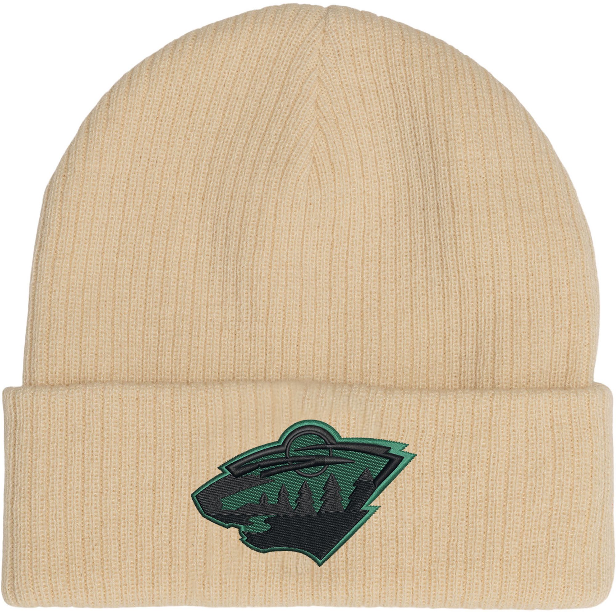 Mitchell & Ness Adult Minnesota Wild Cream Off Knit Beanie