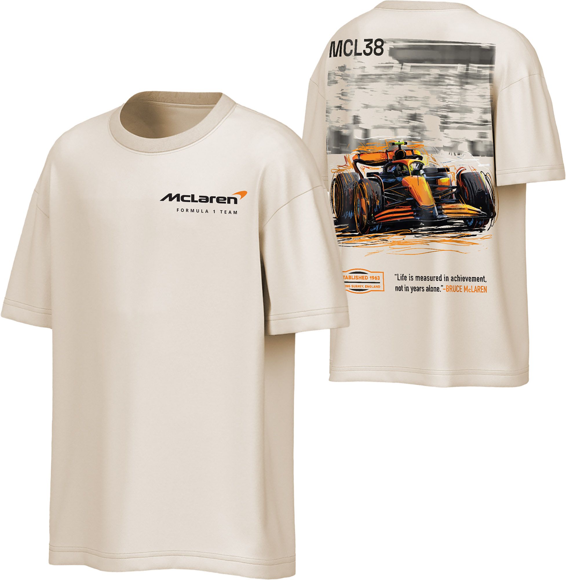 Mitchell & Ness Men's McLaren Racing Fast Lane Cream T-Shirt
