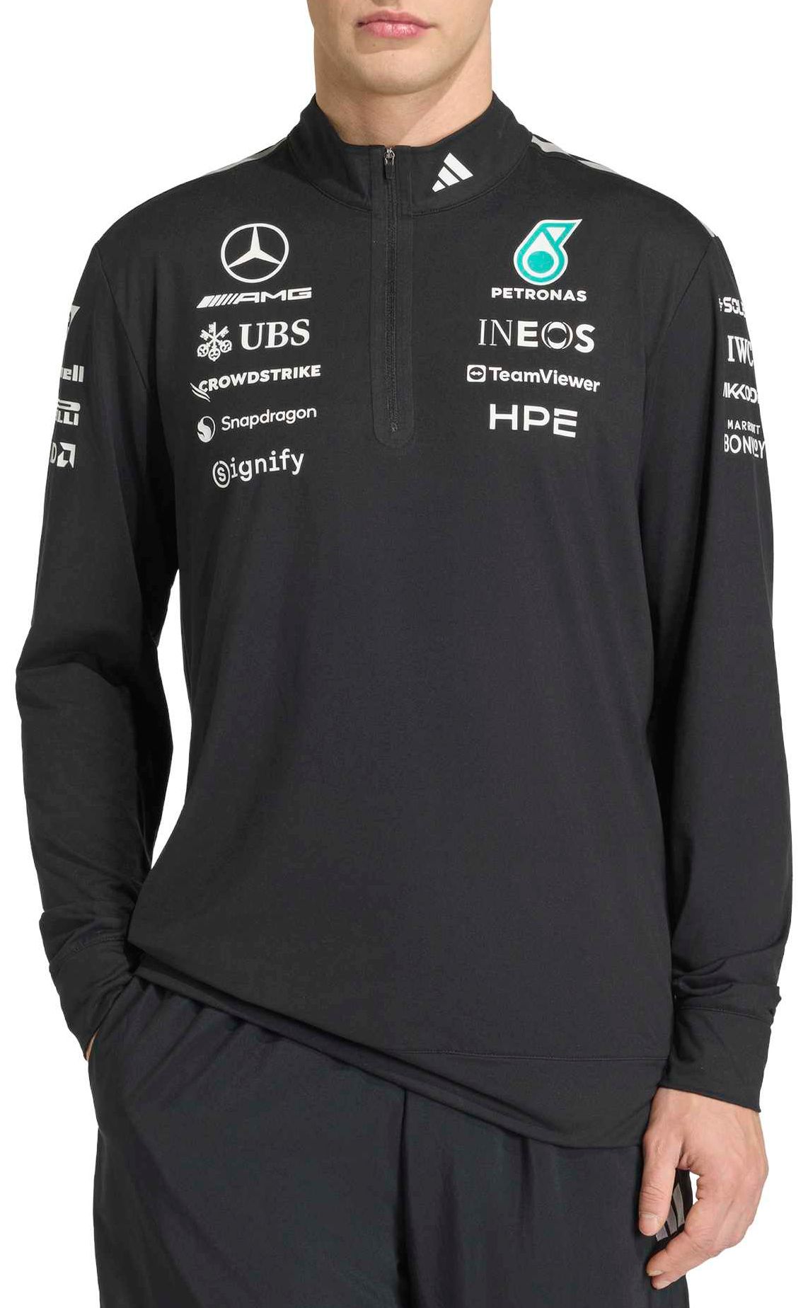 adidas Adult Mercedes AMG Petronas Formula 1 Team Engineers Black Quarter-Zip