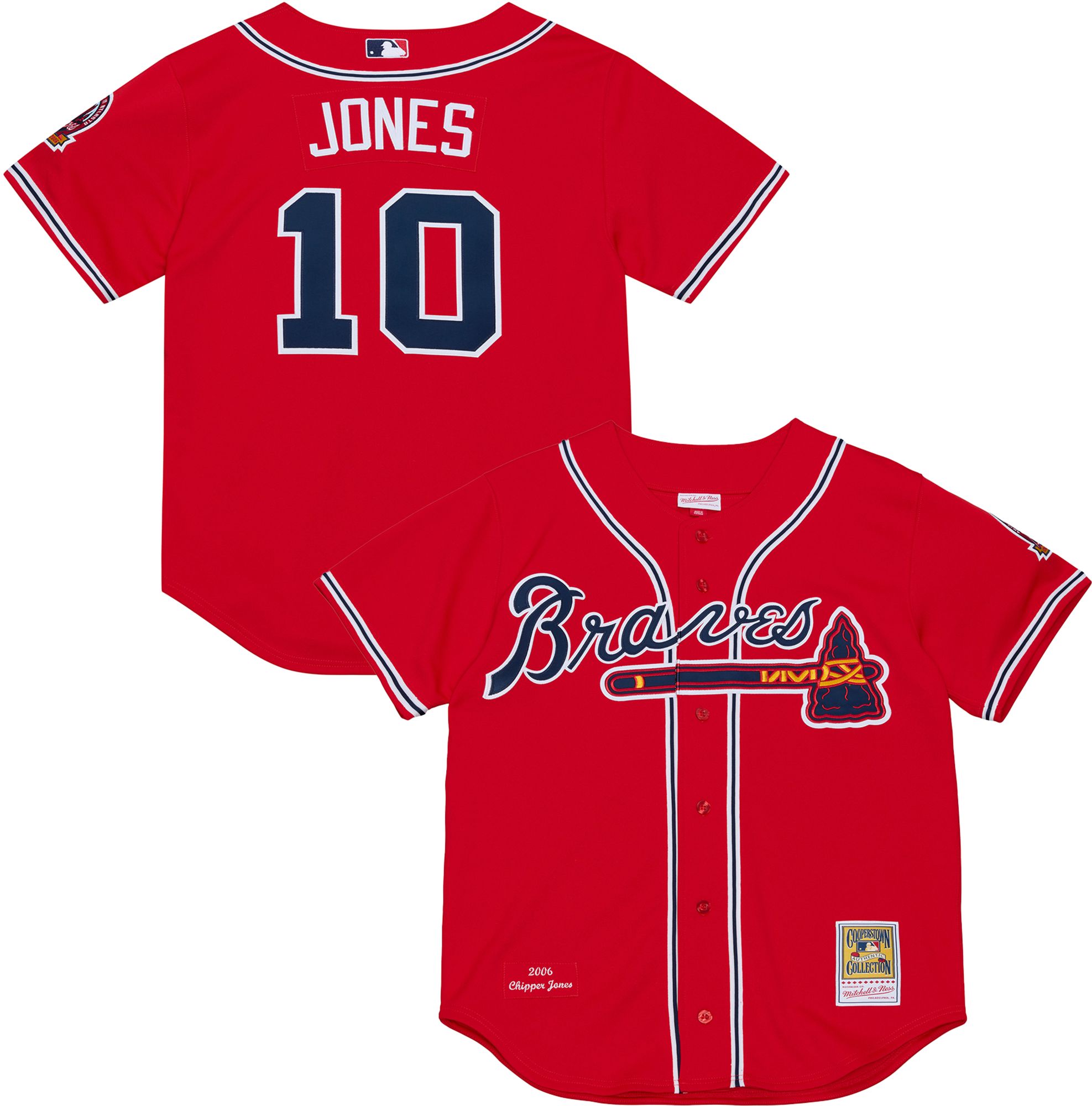 Mitchell &amp; Ness Men's Atlanta Braves Chipper Jones #10 Red Authentic Alternate Jersey