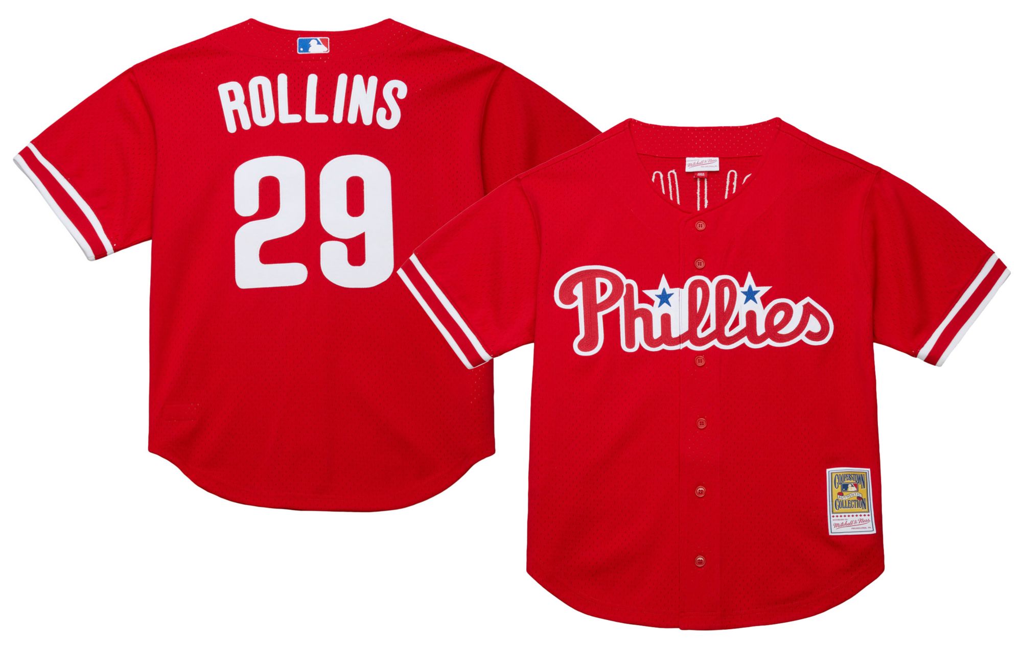 Mitchell & Ness Men's Philadelphia Phillies Jimmy Rollins #11 Red Mesh Alternate Jersey