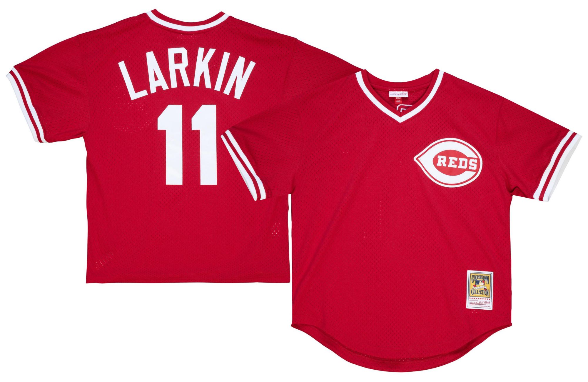 Mitchell & Ness Men's Cincinnati Reds Barry Larkin #11 Red Mesh Alternate Jersey
