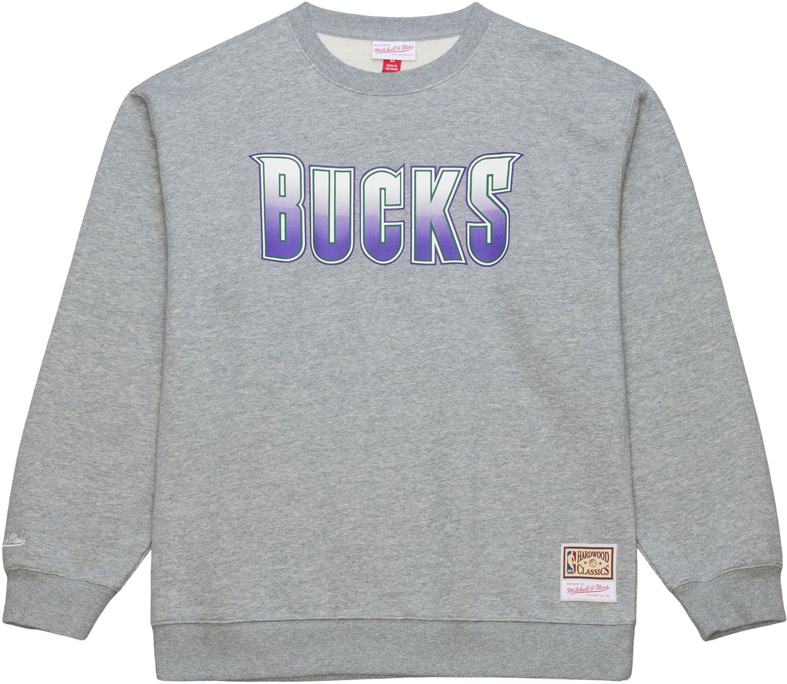 Mitchell & Ness Men's Milwaukee Bucks Grey All In Crewneck Sweatshirt