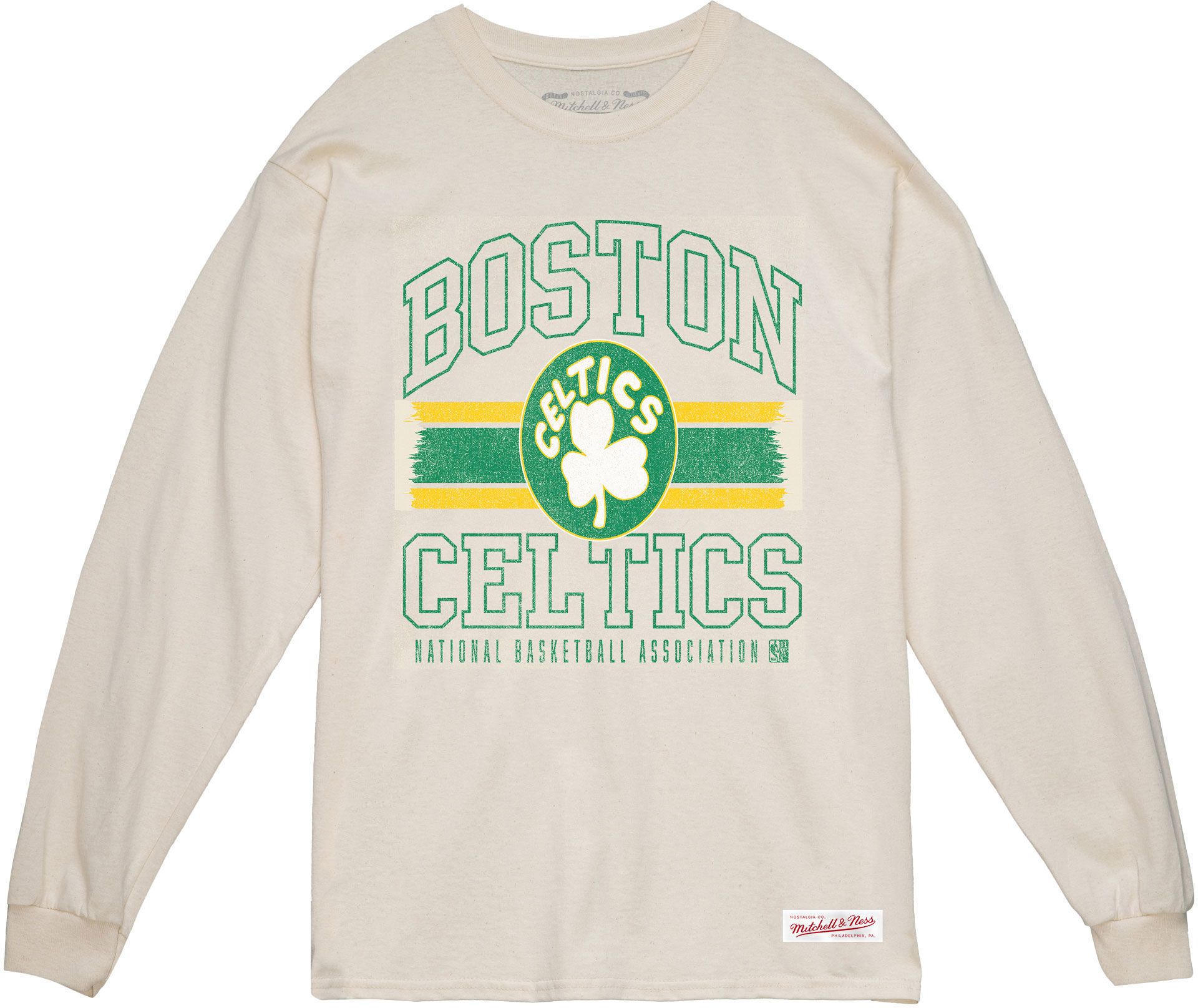 Mitchell & Ness Men's Boston Celtics Cream Retro Long Sleeve T-Shirt