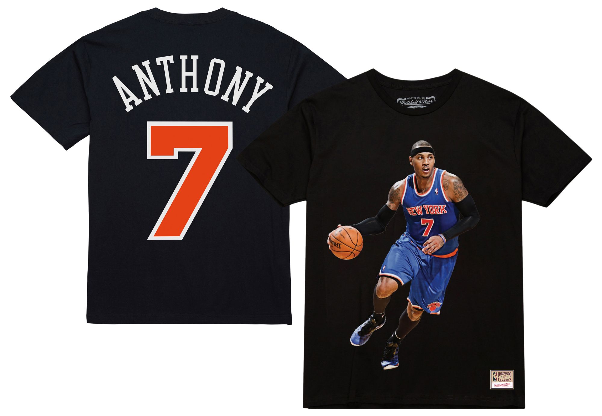 Mitchell & Ness Adult New York Knicks Carmelo Anthony #7 Hall of Fame Black T-Shirt