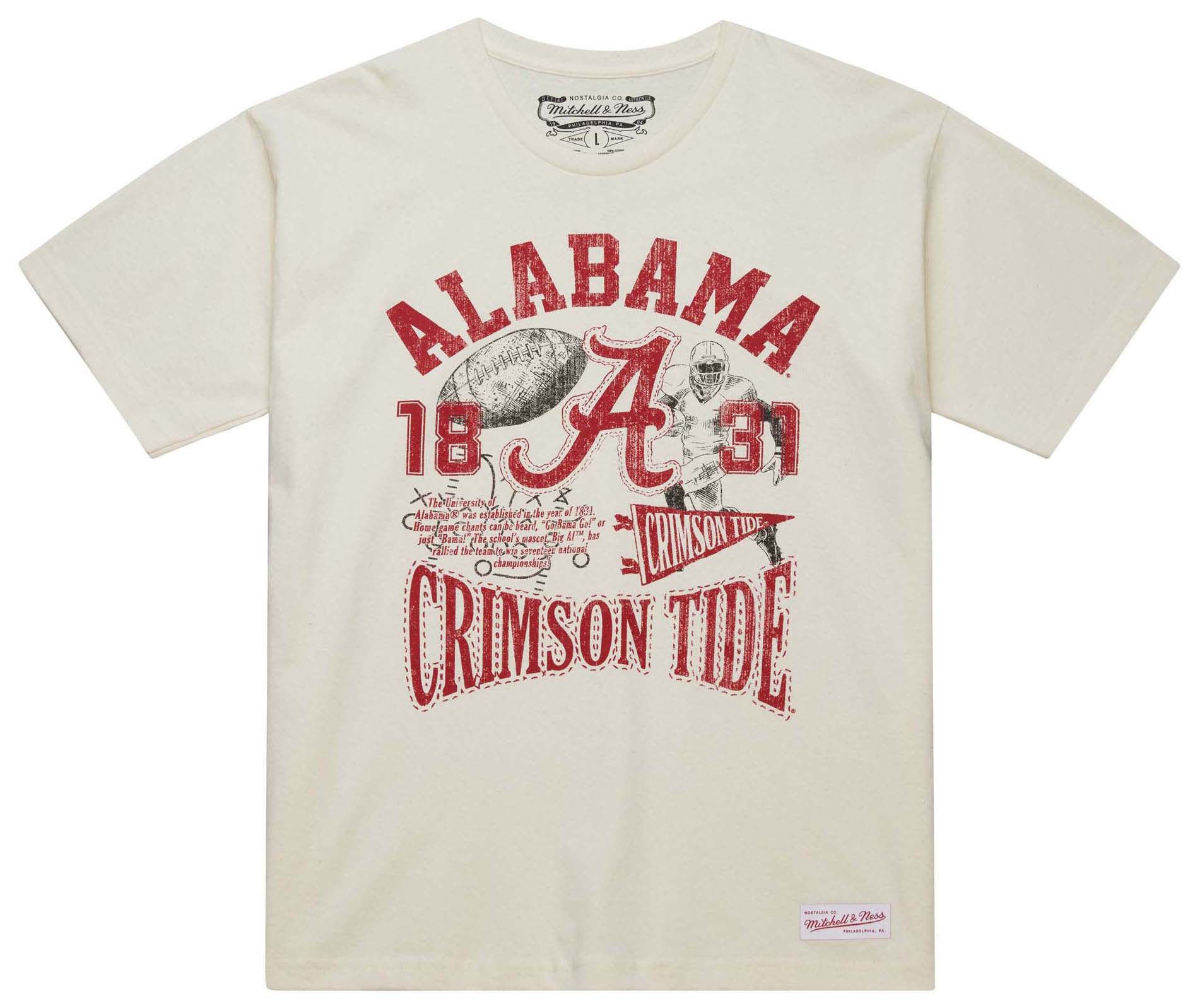 Mitchell &amp; Ness Men's Alabama Crimson Tide Natural Heritage Scholar Short Sleeve T-Shirt