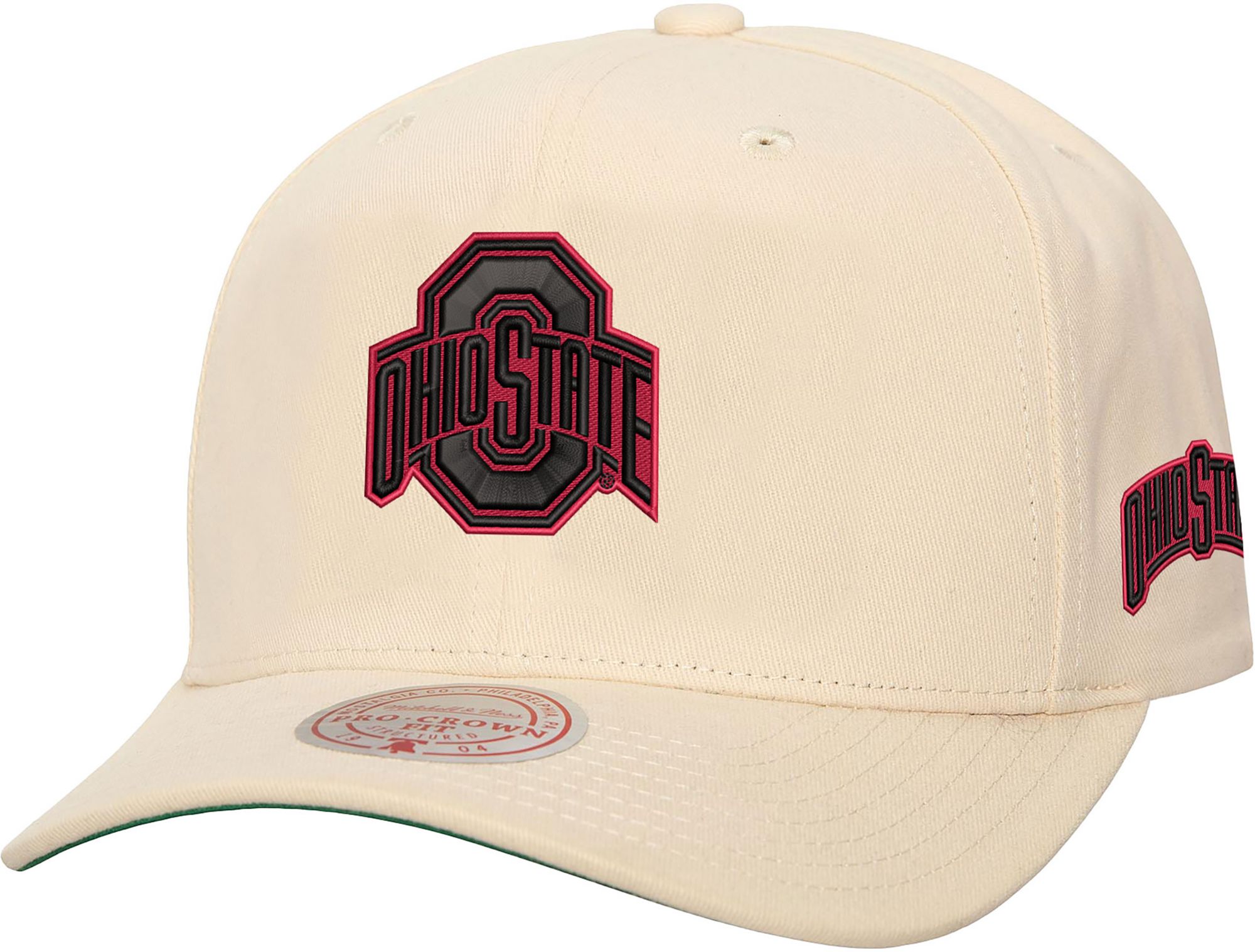 Mitchell &amp; Ness Men's Ohio State Buckeyes Cream Pro Crown Adjustable Snapback Hat