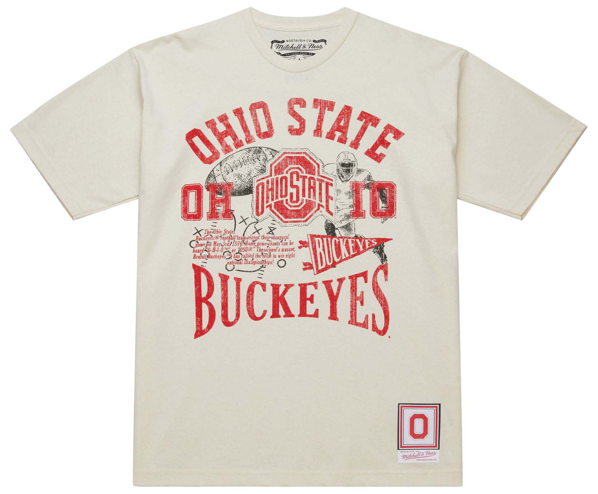 Mitchell &amp; Ness Men's Ohio State Buckeyes Natural Heritage Scholar Short Sleeve T-Shirt