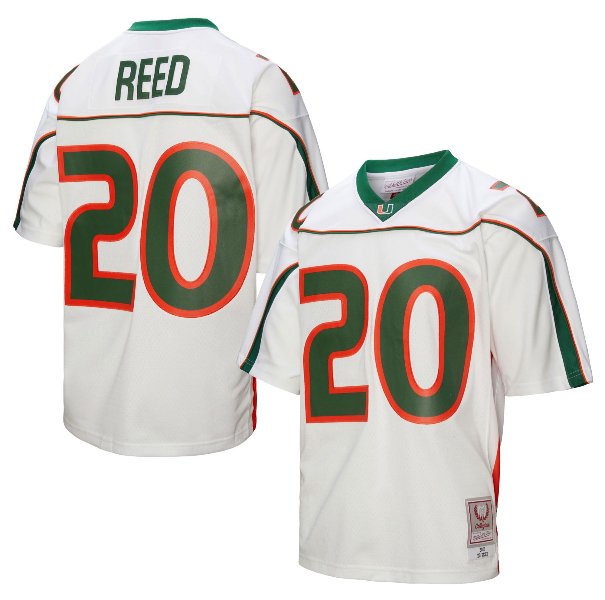 Mitchell & Ness Men's Miami Hurricanes Ed Reed #21 White Football Jersey