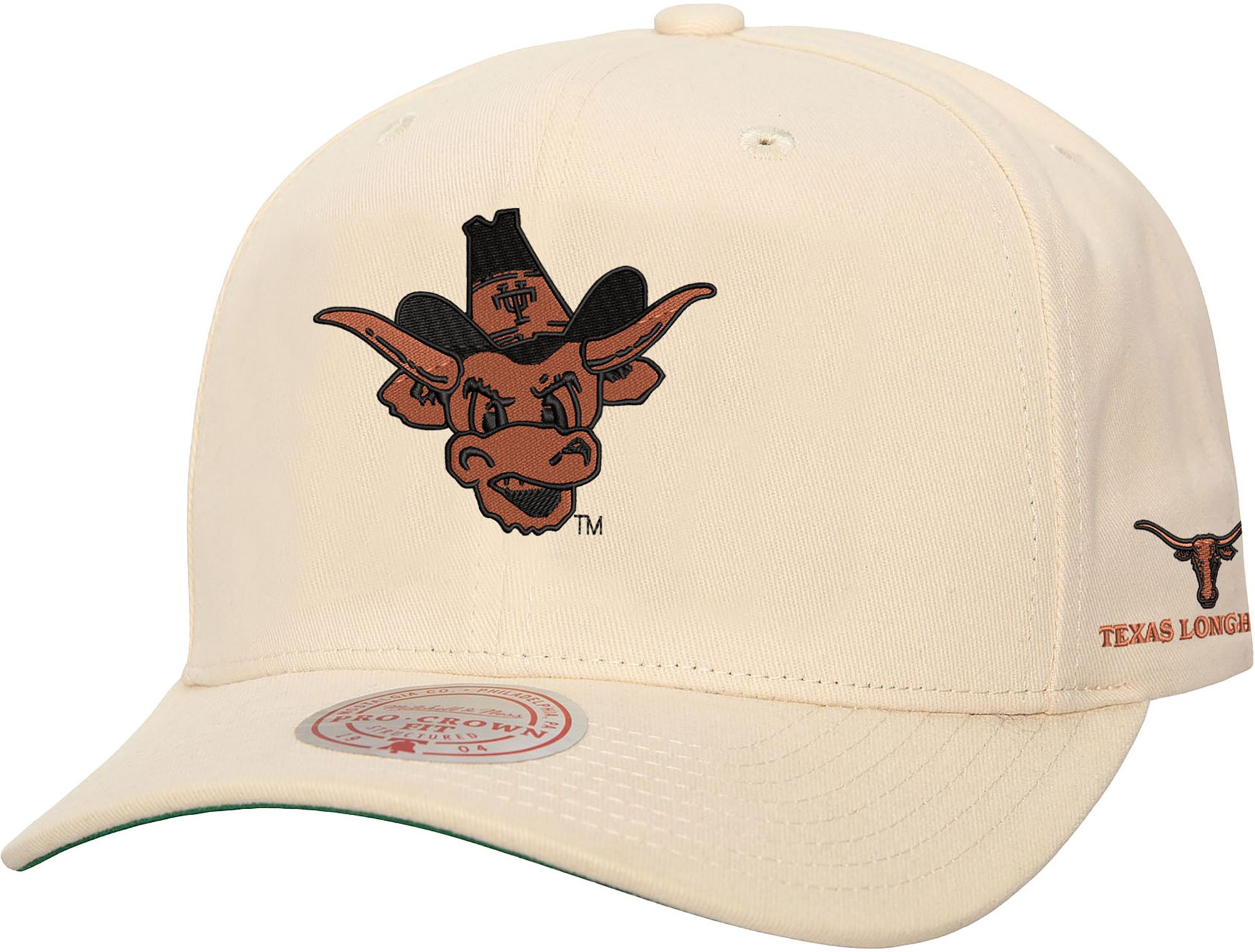 Mitchell & Ness Men's Texas Longhorns Cream Pro Crown Adjustable Snapback Hat