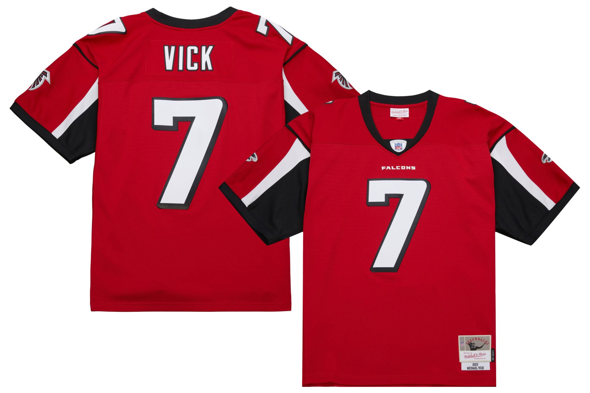 Mitchell & Ness Men's Atlanta Falcons Michael Vick #7 Red 2003 Replica Football Jersey