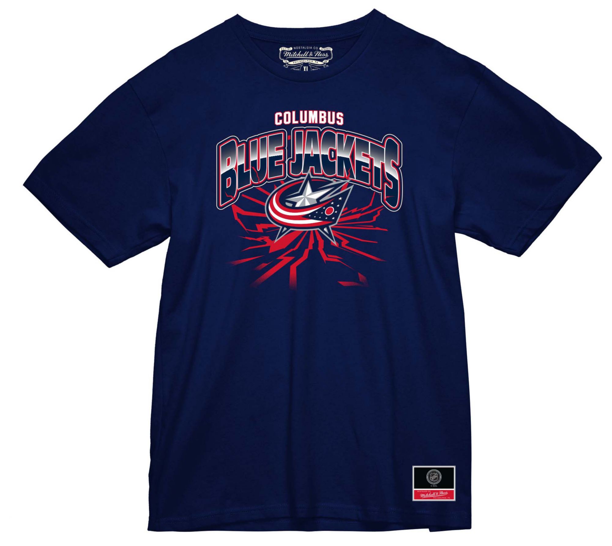 Mitchell & Ness Men's Columbus Blue Jackets Navy Earthquake T-Shirt