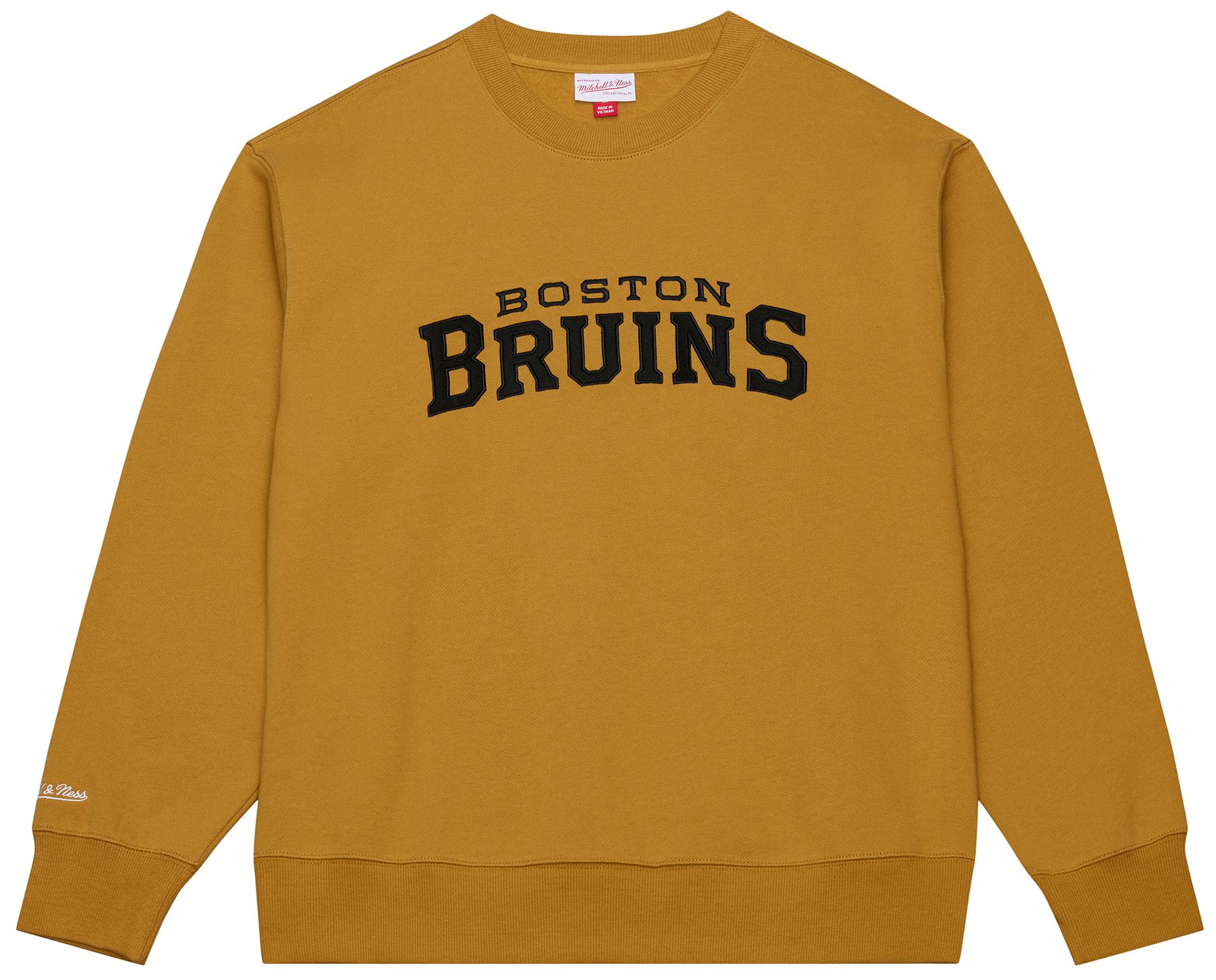 Mitchell &amp; Ness Men's Boston Bruins Tan Dusted Fleece Crewneck Sweatshirt