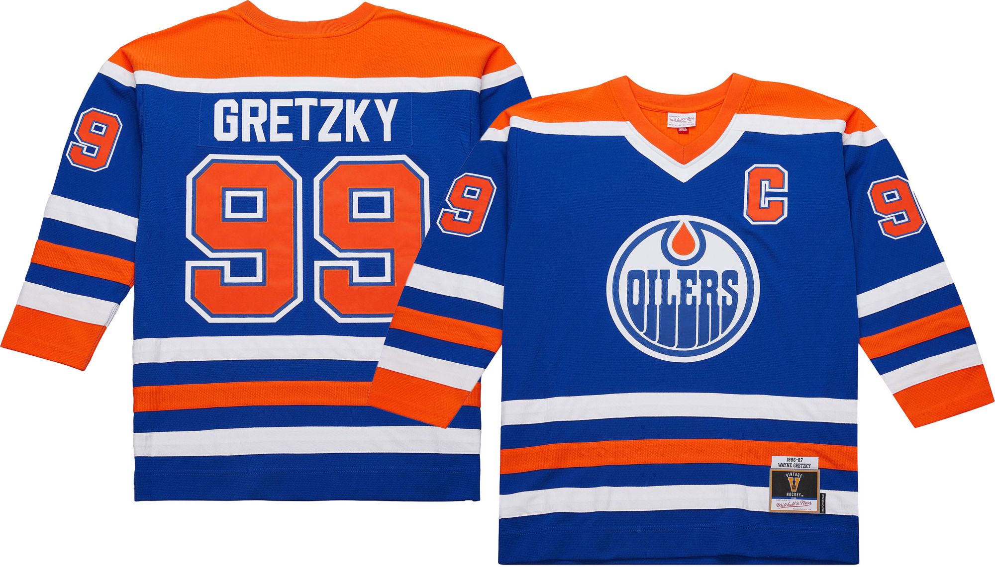 Mitchell &amp; Ness Men's Edmonton Oilers Wayne Gretzky #99 Blue 1986 Jersey