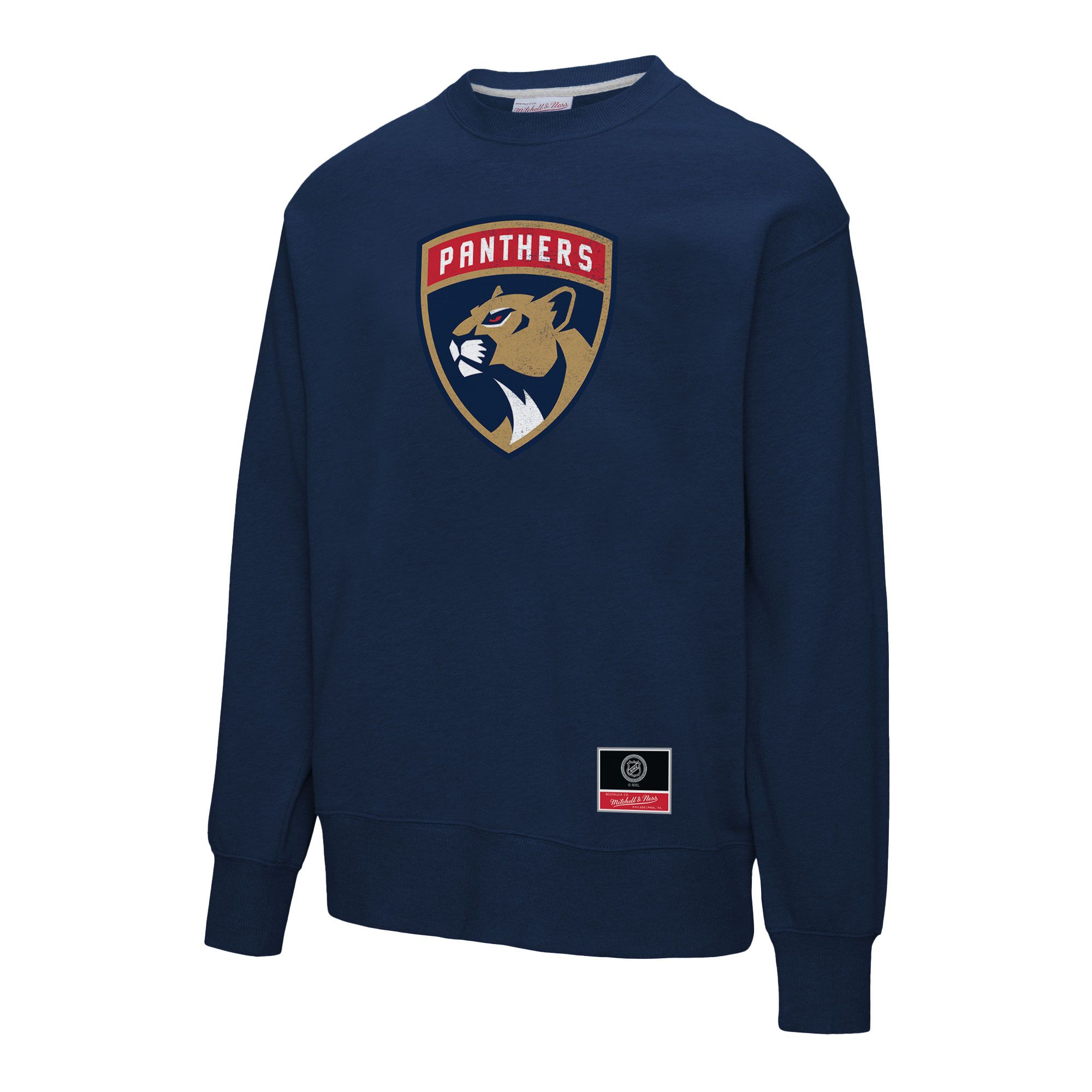 Mitchell &amp; Ness Men's Florida Panthers Navy Logo Crewneck Sweatshirt