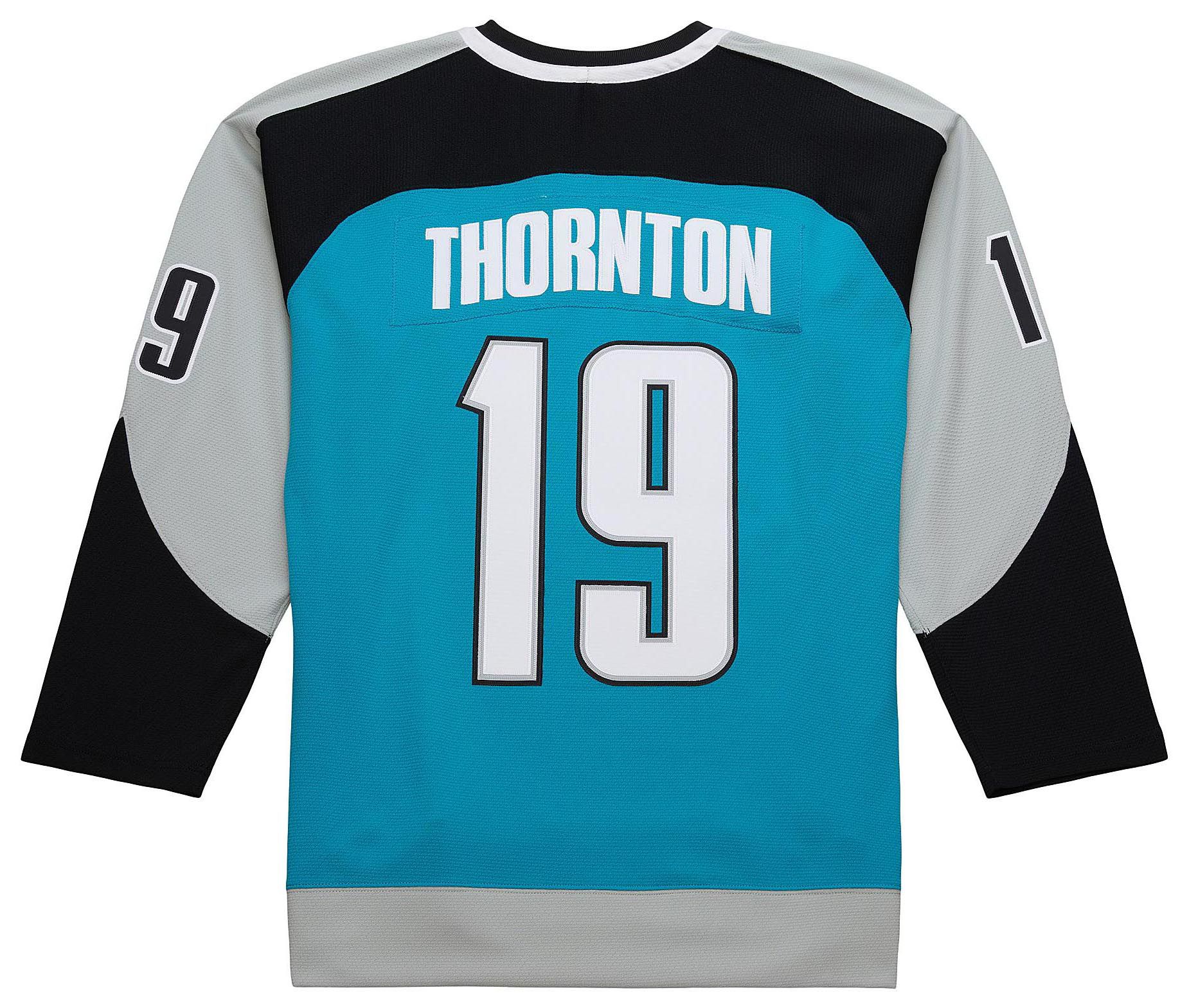 Mitchell & Ness Men's San Jose Sharks Joe Thornton #19 2006 Teal Power Play Vintage Replica Jersey