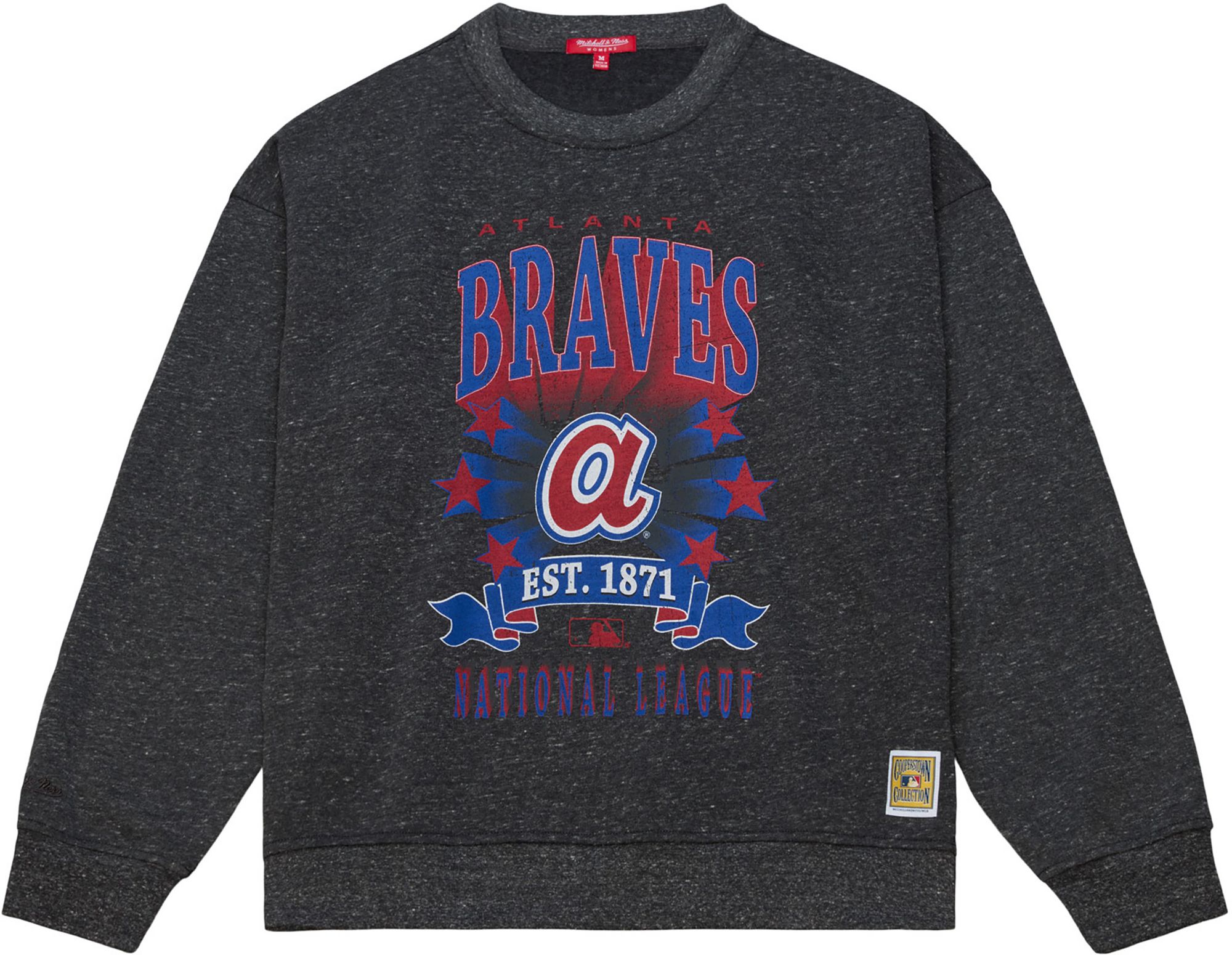 Mitchell & Ness Women's Atlanta Braves Black Enxyme Star Crewneck Sweatshirt