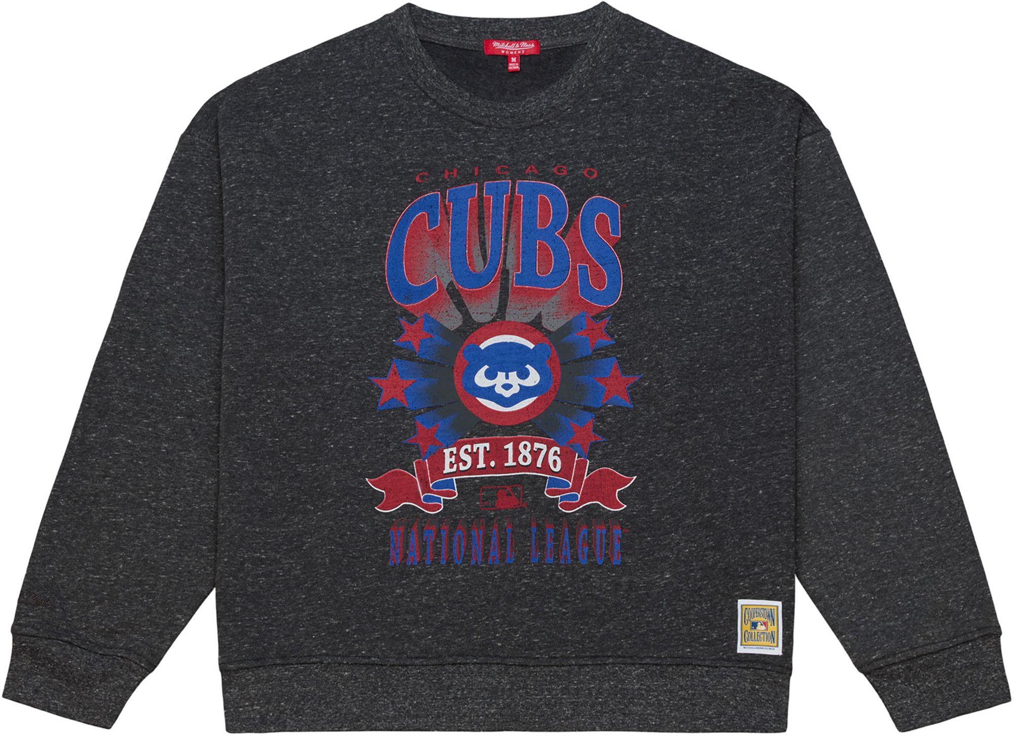 Mitchell & Ness Women's Chicago Cubs Black Enxyme Star Crewneck Sweatshirt