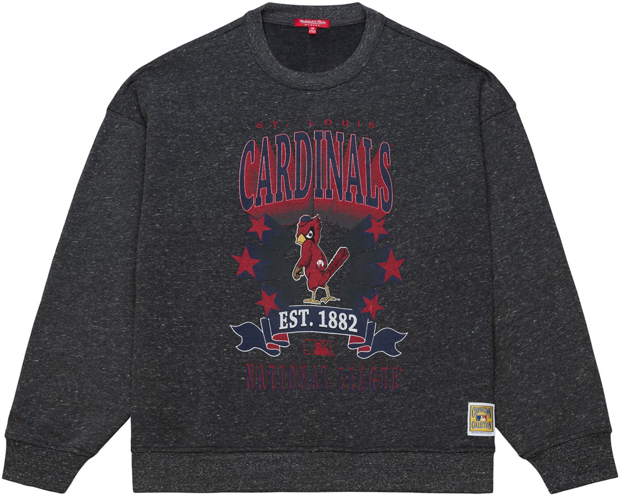Mitchell & Ness Women's St. Louis Cardinals Black Enxyme Star Crewneck Sweatshirt