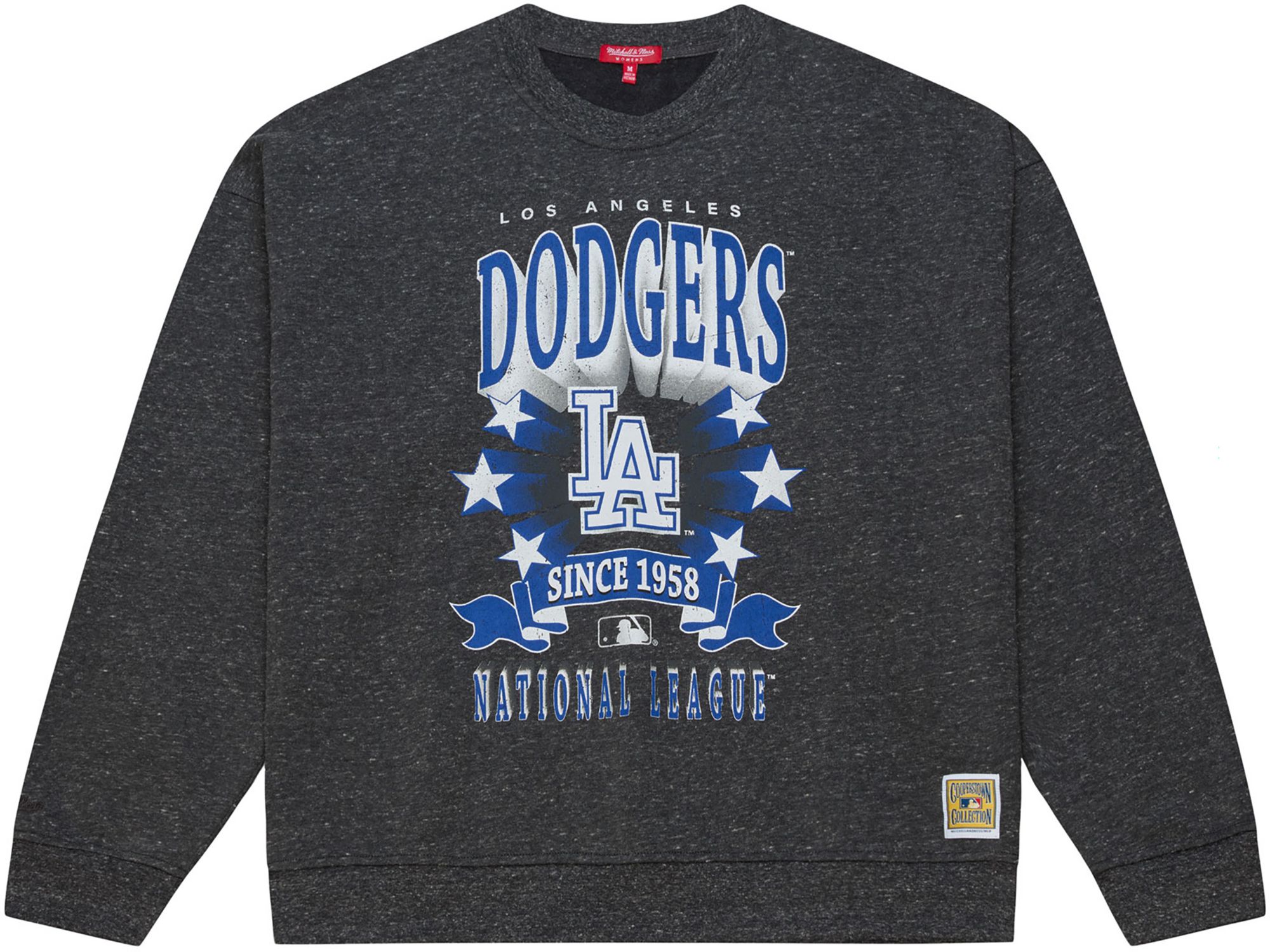Mitchell & Ness Women's Los Angeles Dodgers Black Enxyme Star Crewneck Sweatshirt
