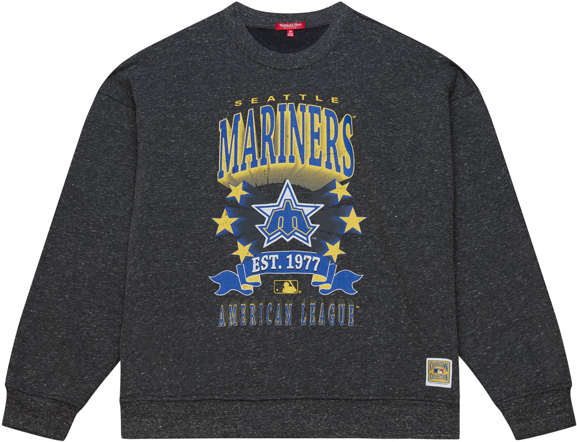 Mitchell & Ness Women's Seattle Mariners Black Enxyme Star Crewneck Sweatshirt