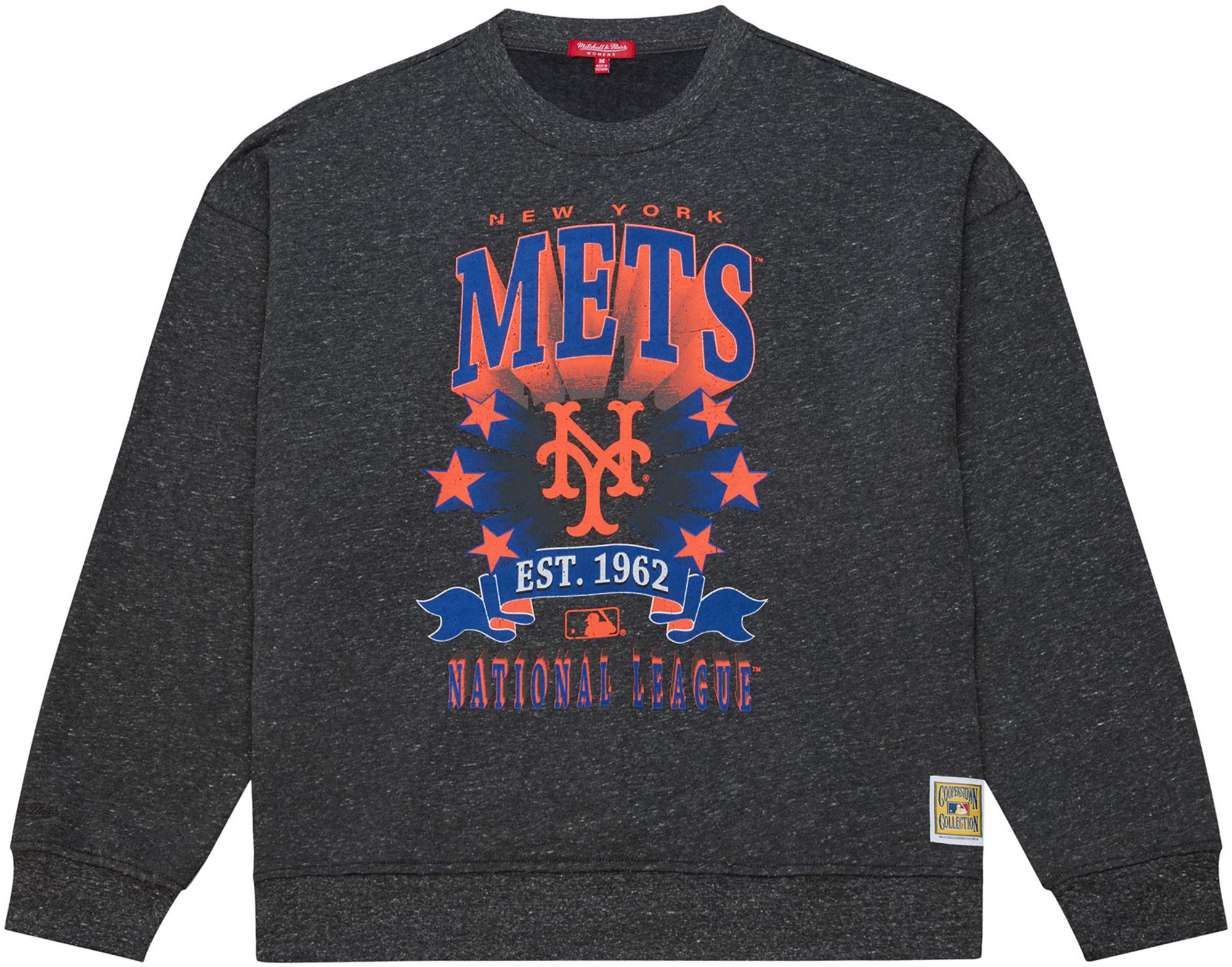 Mitchell & Ness Women's New York Mets Black Enxyme Star Crewneck Sweatshirt