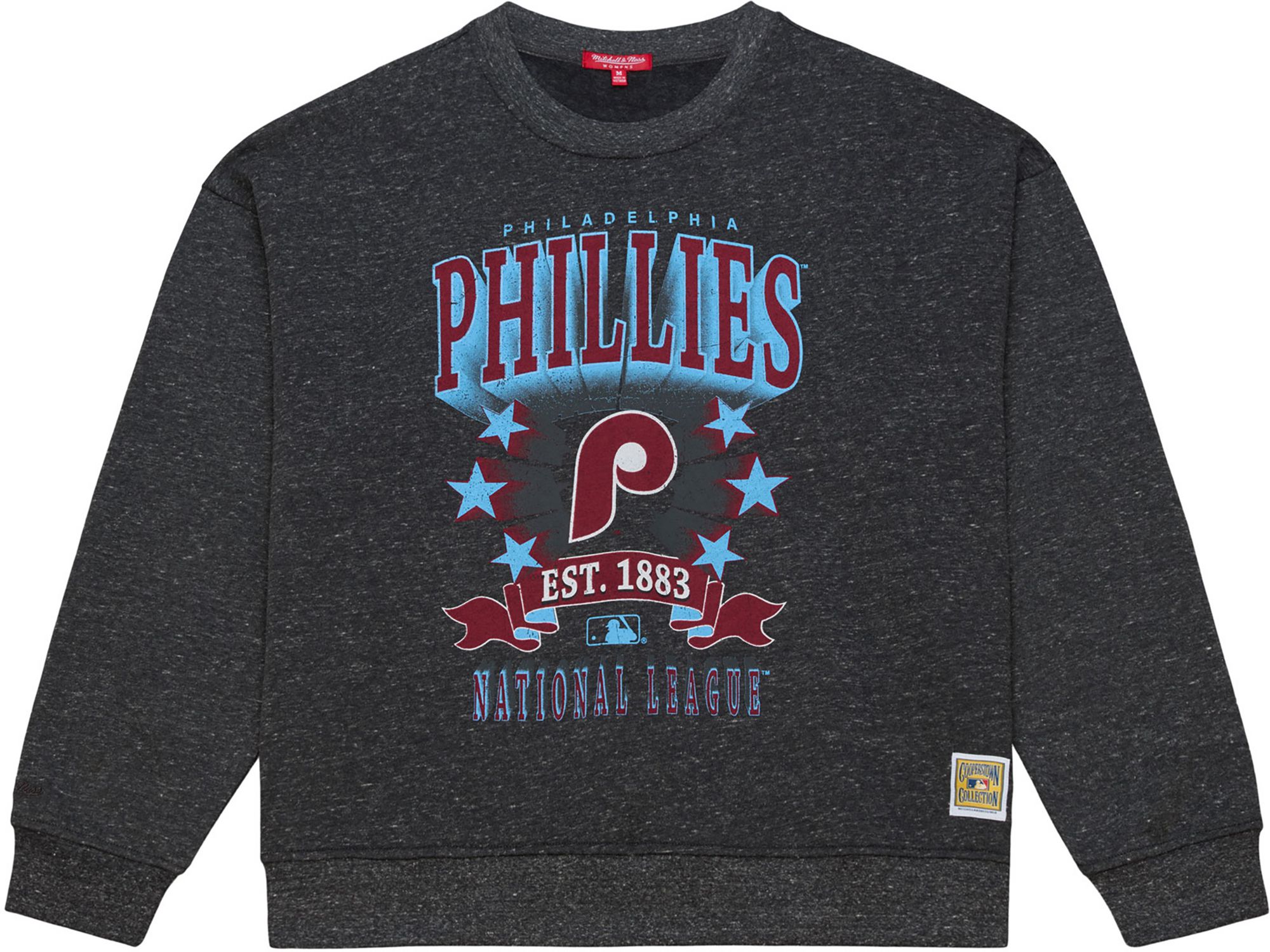 Mitchell &amp; Ness Women's Philadelphia Phillies Black Enxyme Star Crewneck Sweatshirt