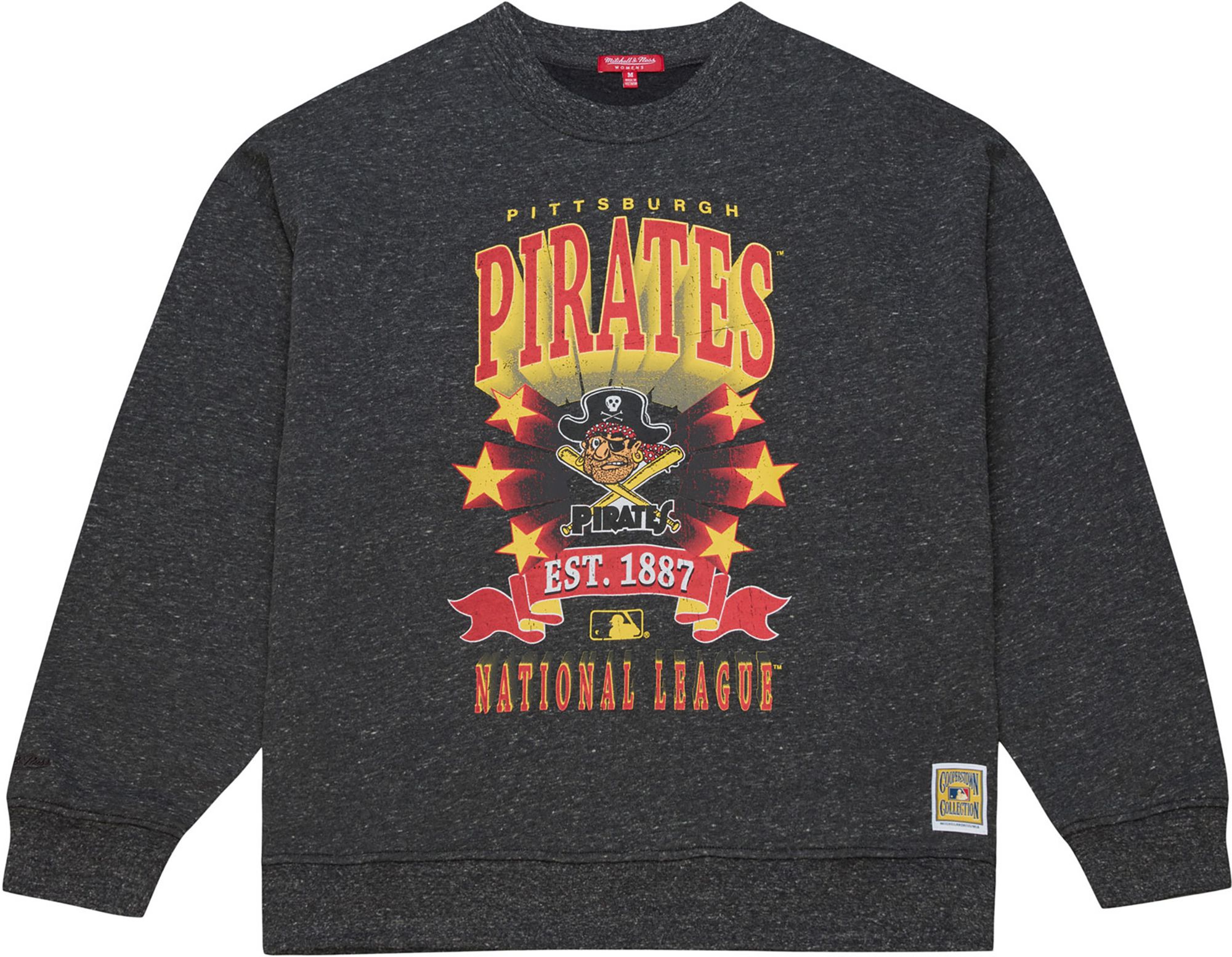 Mitchell &amp; Ness Women's Pittsburgh Pirates Black Enxyme Star Crewneck Sweatshirt