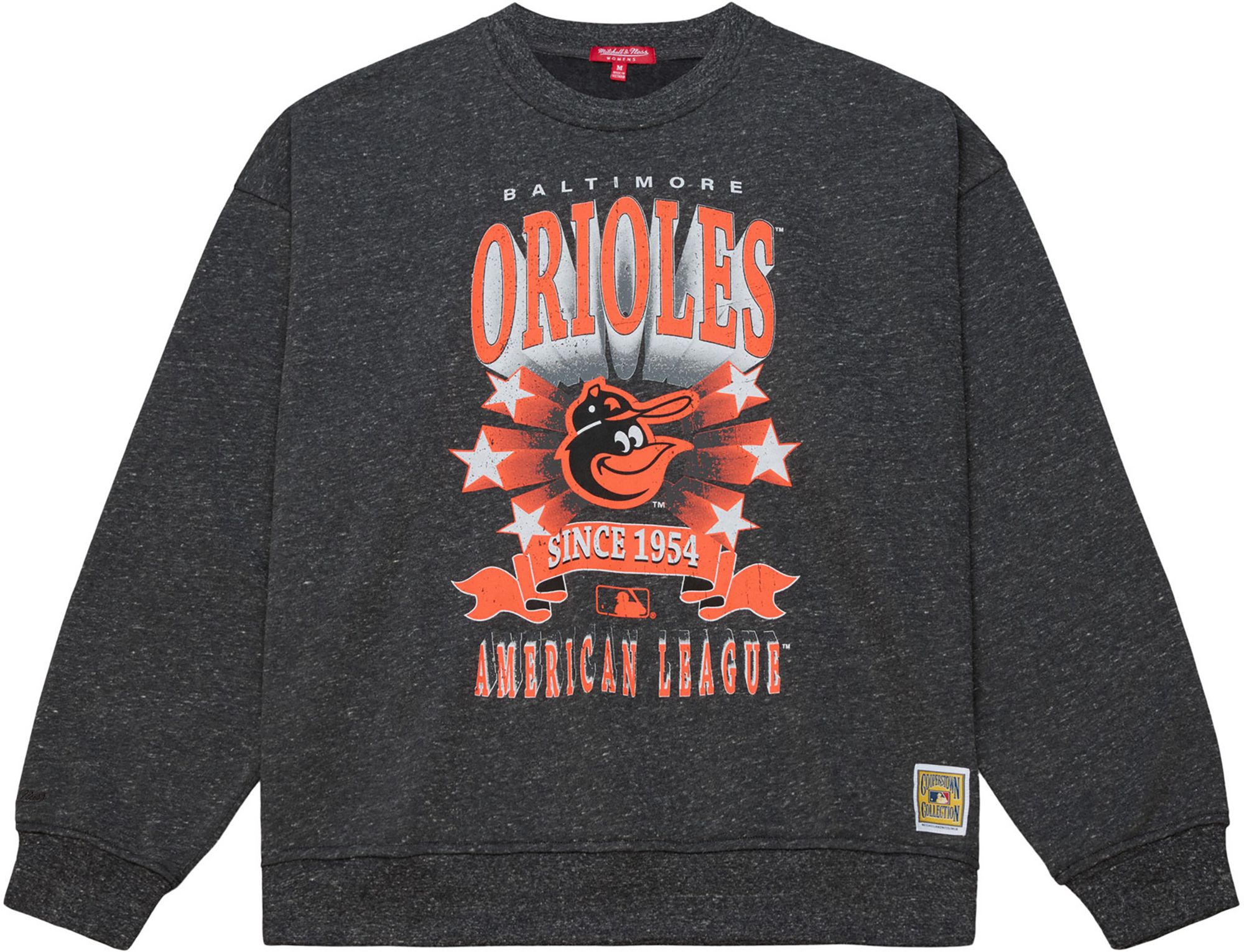 Mitchell & Ness Women's Baltimore Orioles Black Enxyme Star Crewneck Sweatshirt