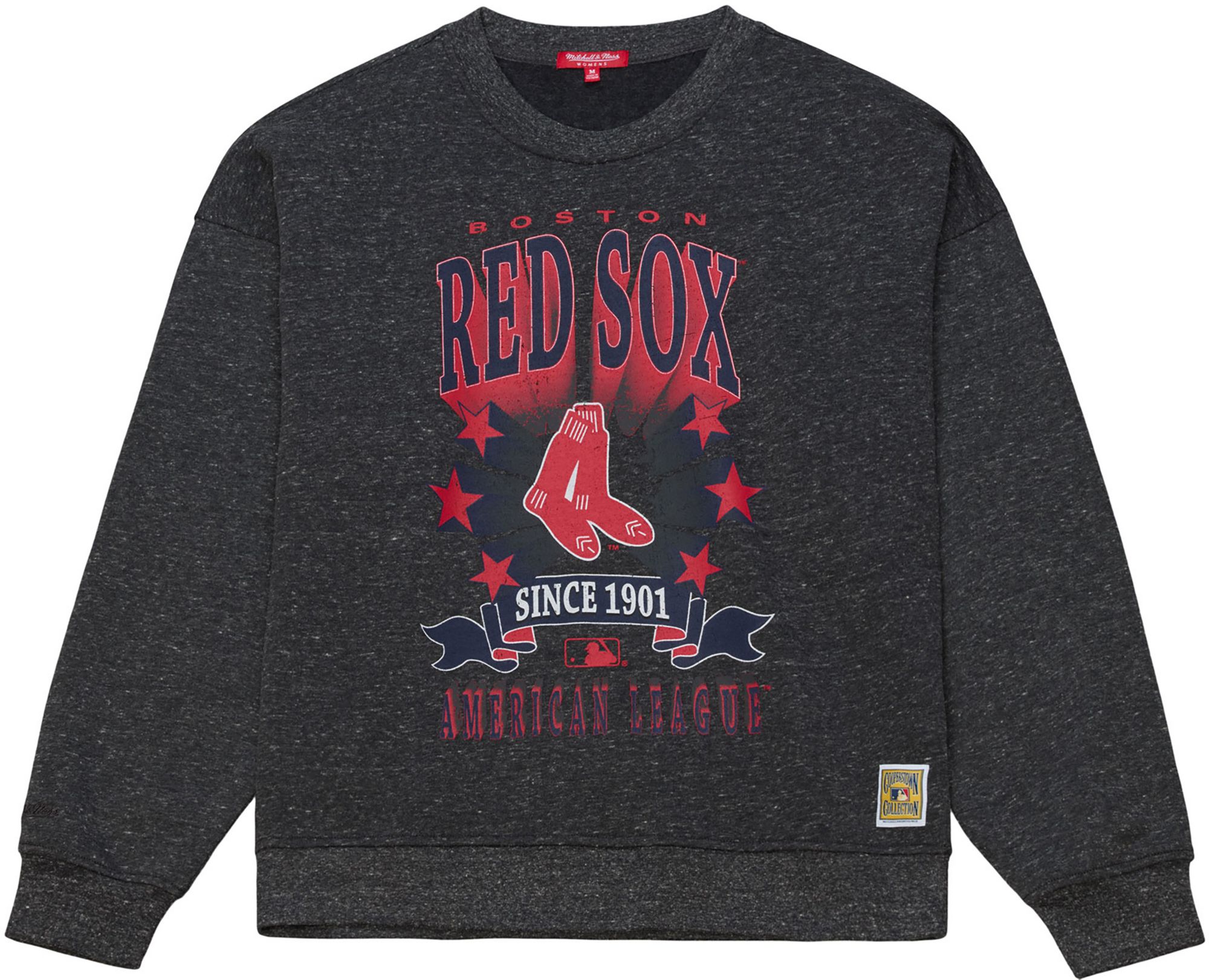 Mitchell & Ness Women's Boston Red Sox Black Enxyme Star Crewneck Sweatshirt