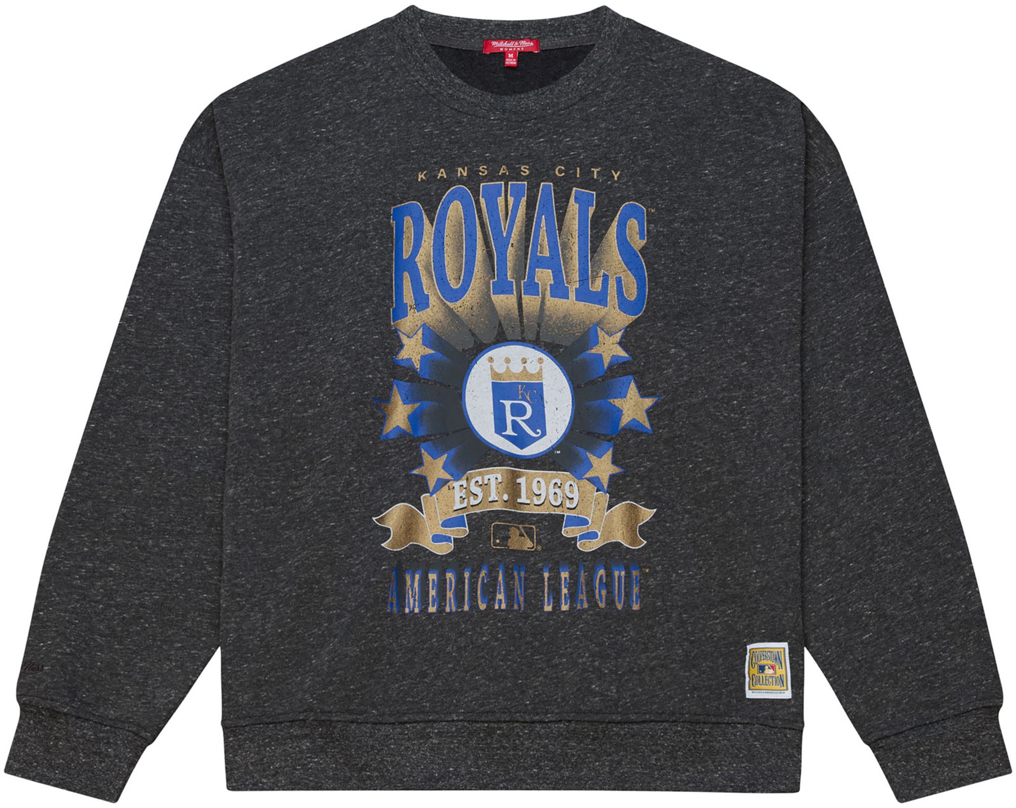 Mitchell & Ness Women's Kansas City Royals Black Enxyme Star Crewneck Sweatshirt