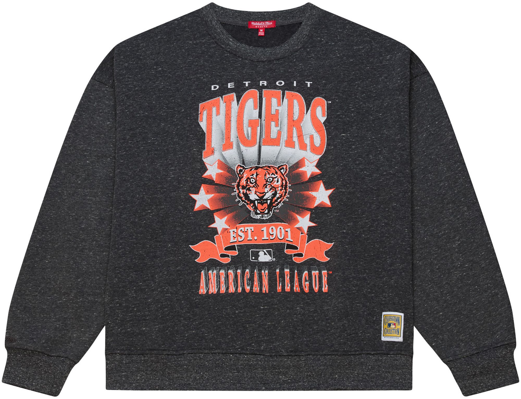 Mitchell & Ness Women's Detroit Tigers Black Enxyme Star Crewneck Sweatshirt