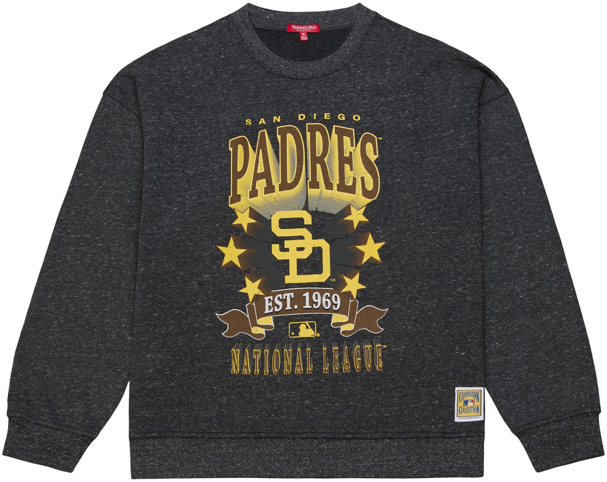 Mitchell & Ness Women's San Diego Padres Black Enxyme Star Crewneck Sweatshirt