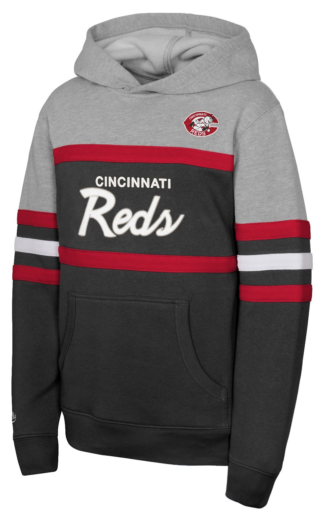 Mitchell & Ness Youth Cincinnati Reds Black Head Coach Hoodie